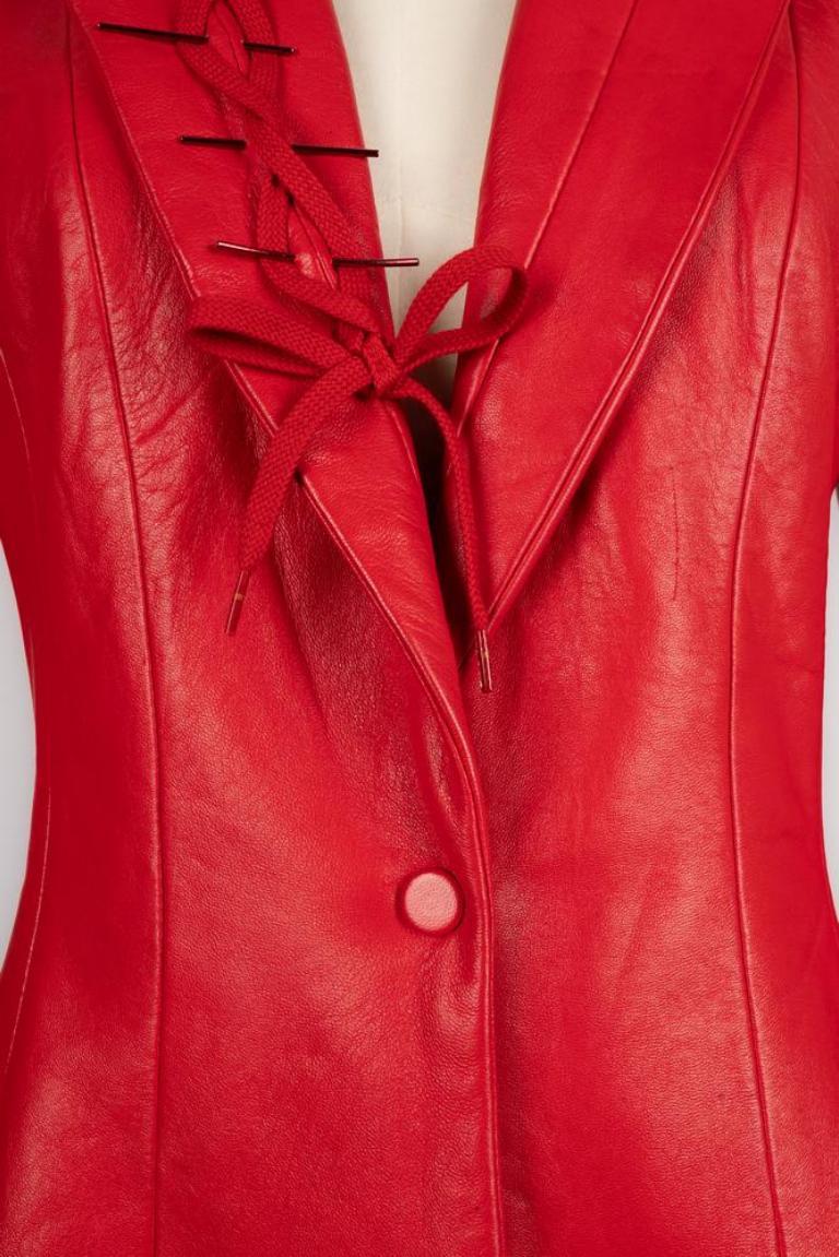 Bustier e giacca in pelle di Thierry Mugler in vendita 3