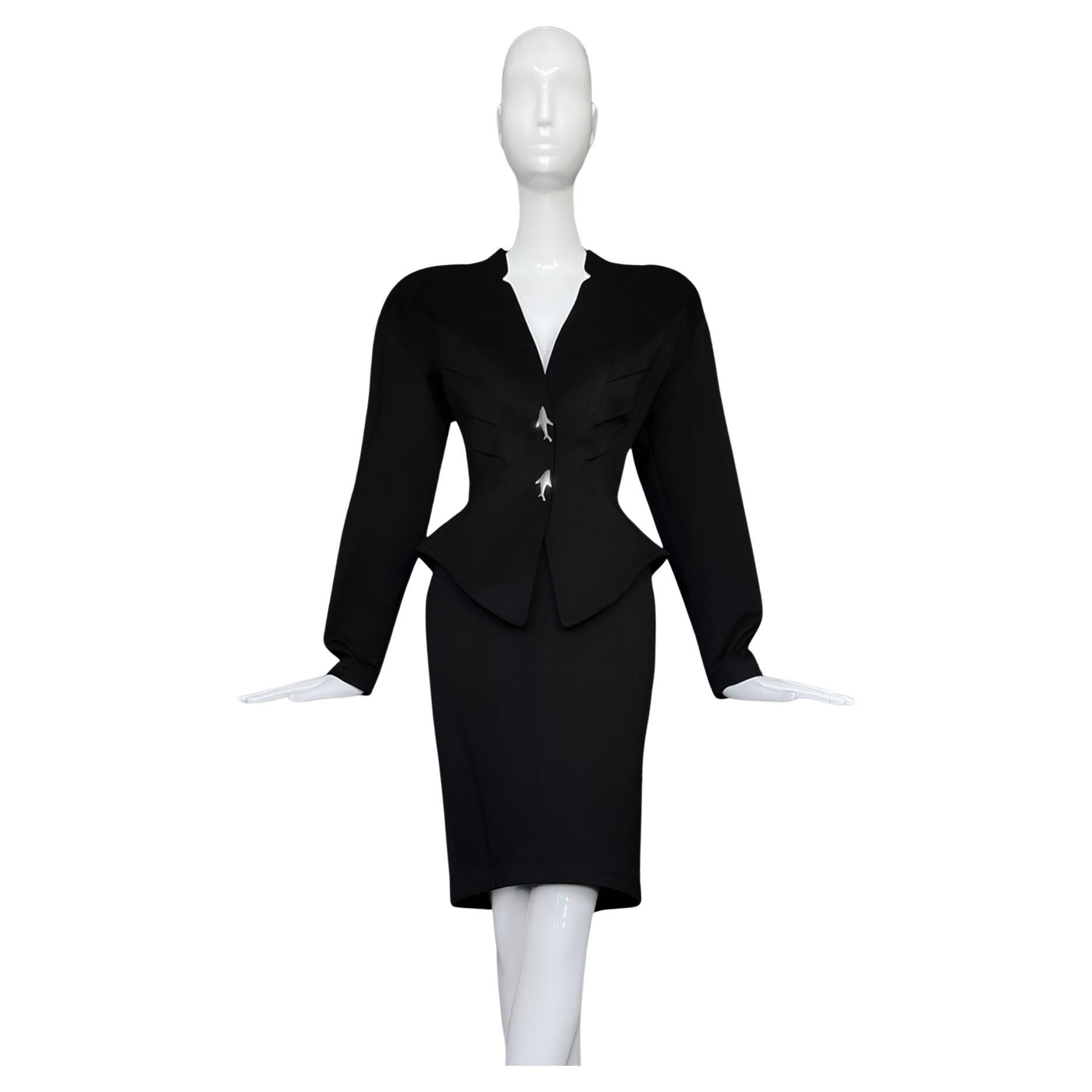 Thierry Mugler LES ATLANTES SS1989 Black Sculptural Siren Jacket Suit