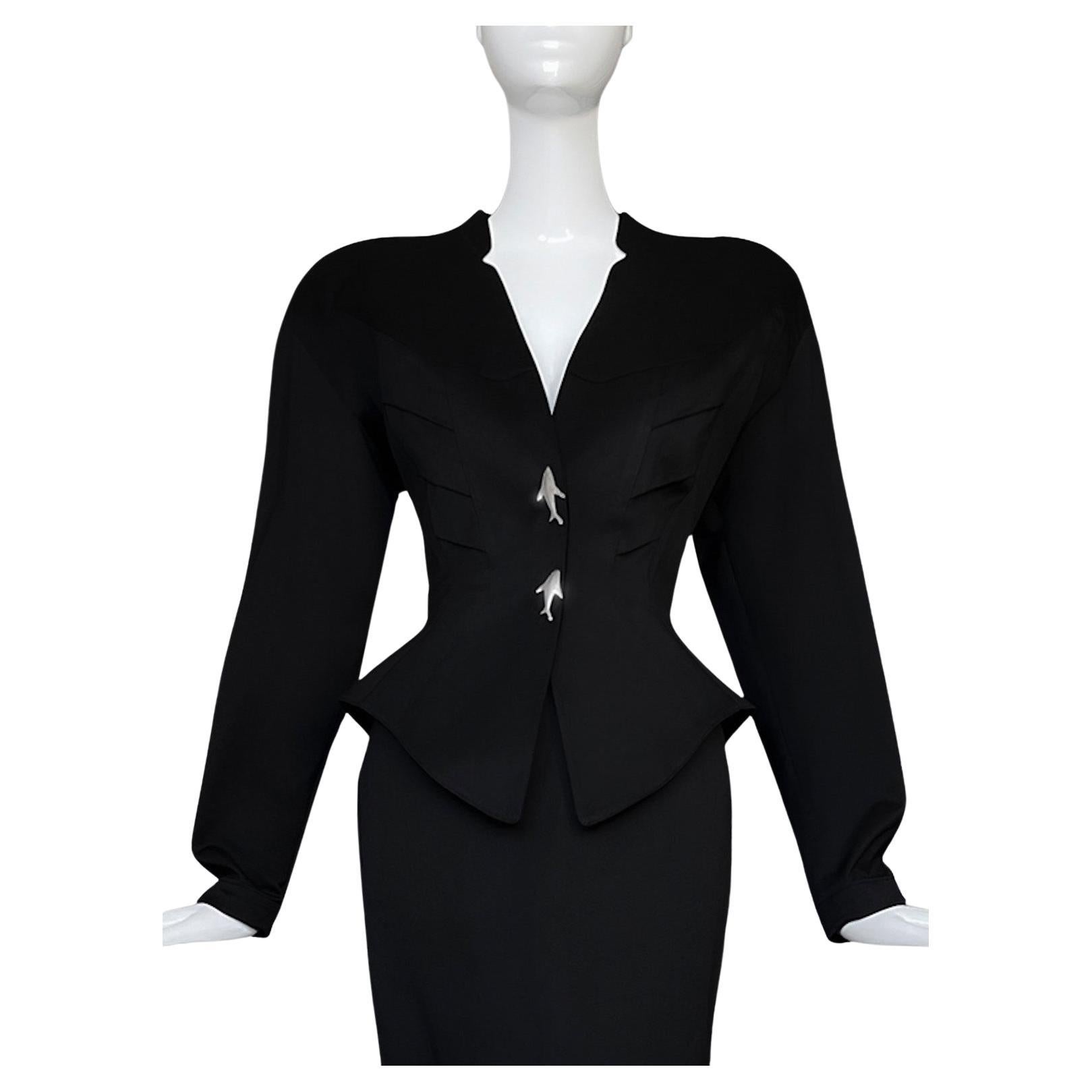 Thierry Mugler LES ATLANTES SS1989 Giacca Sculptural Sirenes nera Abito