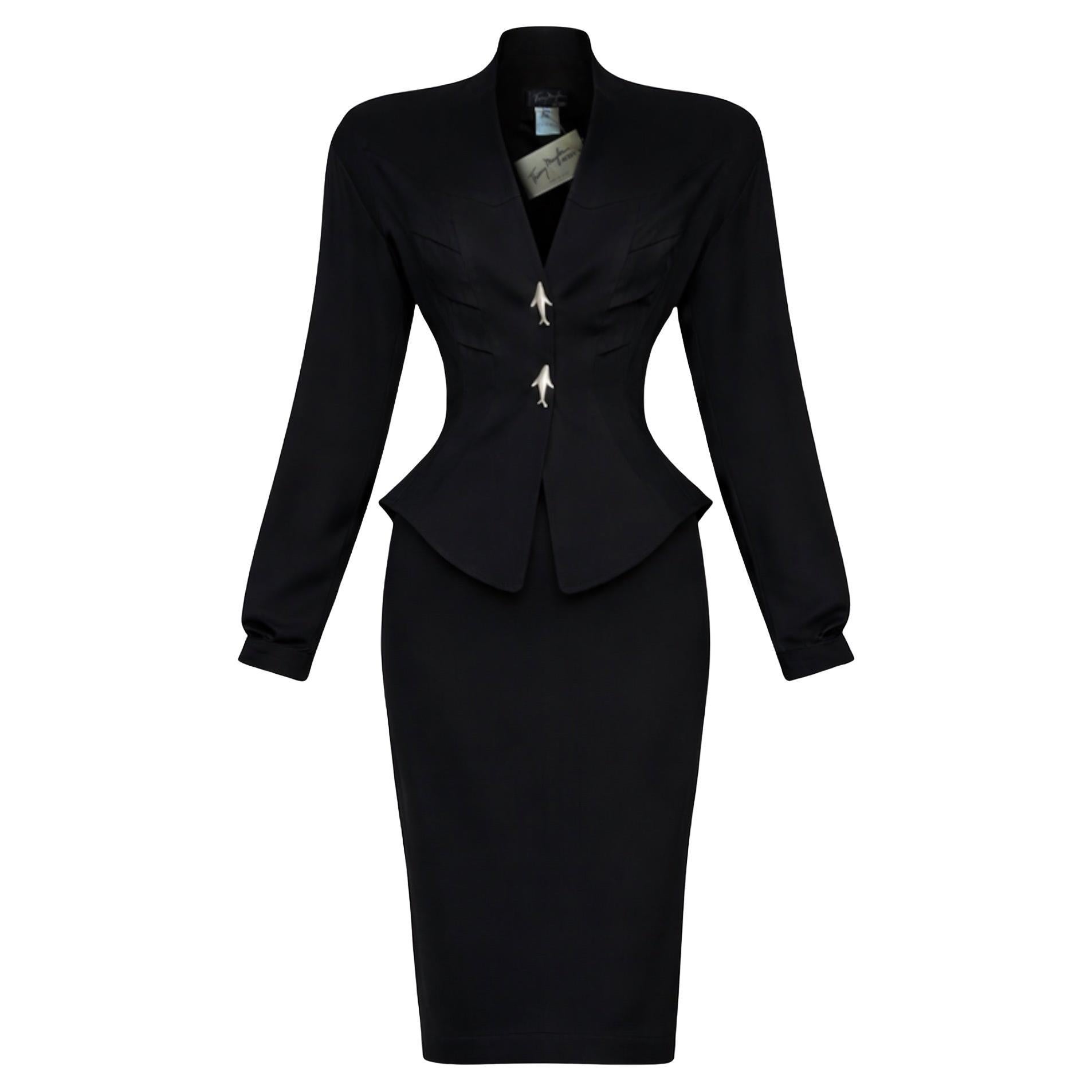 Thierry Mugler LES ATLANTES SS1989 Black Sculptural Siren Jacket Suit