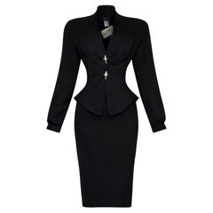 Thierry Mugler LES ATLANTES SS1989 Black Sculptural Siren Jacket Suit