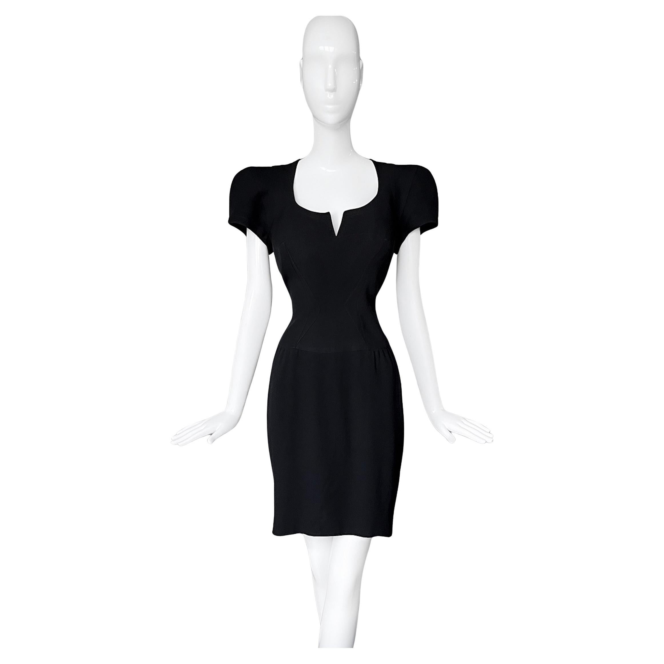 Thierry Mugler Kleines Schwarzes Kleid Cocktail Mini Kurz im Angebot