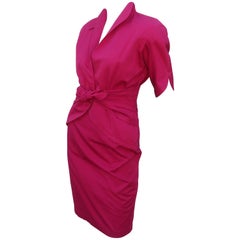 Thierry Mugler Magenta Cotton Two Piece Dress