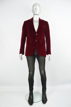 Thierry Mugler Men's Vintage Deep Red Velvet Blazer Dinner Jacket, 1990s