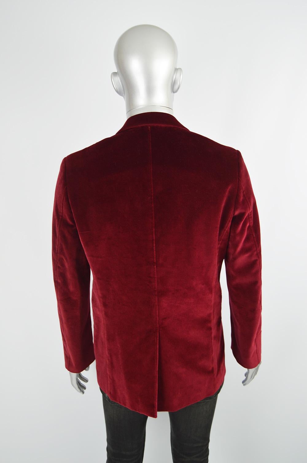 Thierry Mugler Men's Vintage Deep Red Velvet Blazer Dinner Jacket, 1990s In Excellent Condition In Doncaster, South Yorkshire