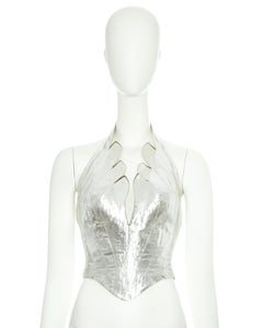Thierry Mugler metallic silver bustier corset, fw 1978