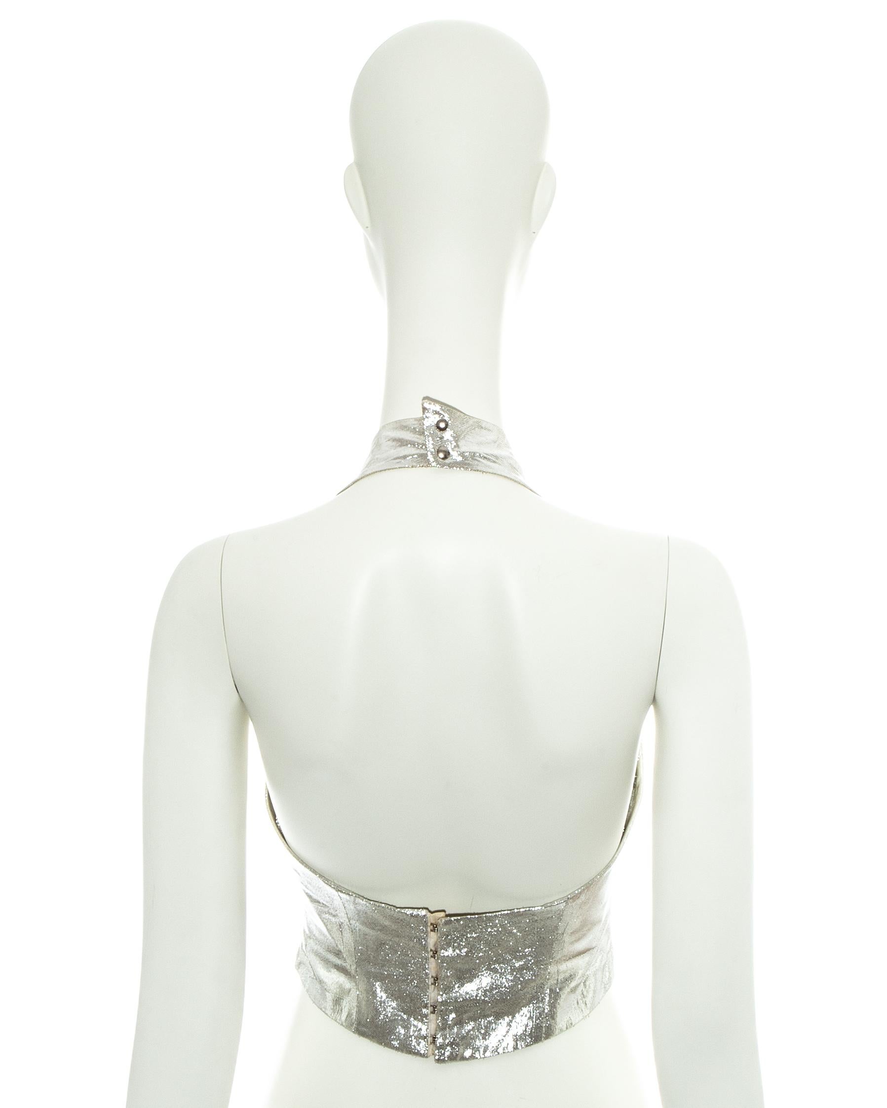 silver metallic corset top