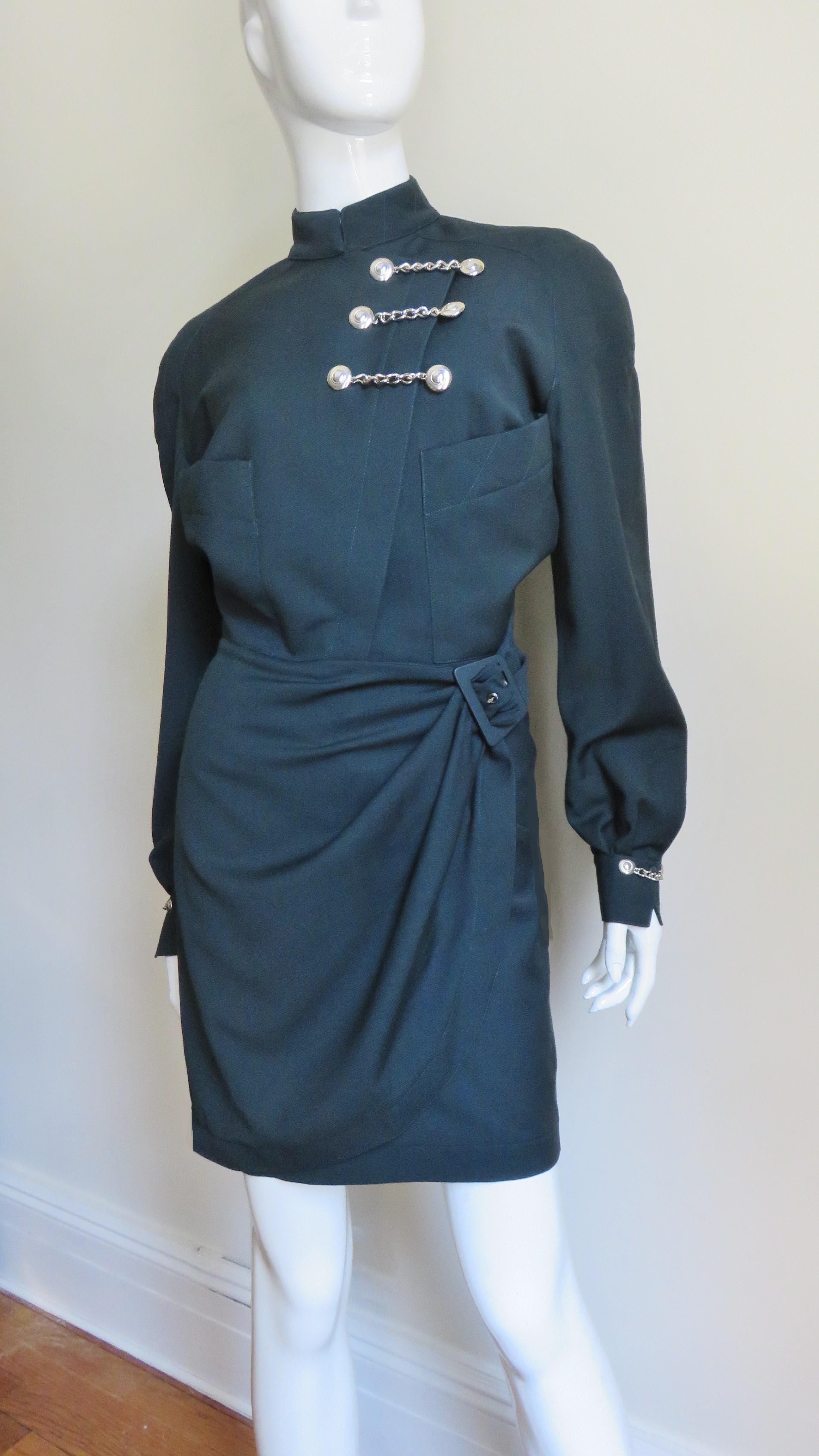 Thierry Mugler Green Wrap Dress For Sale 1