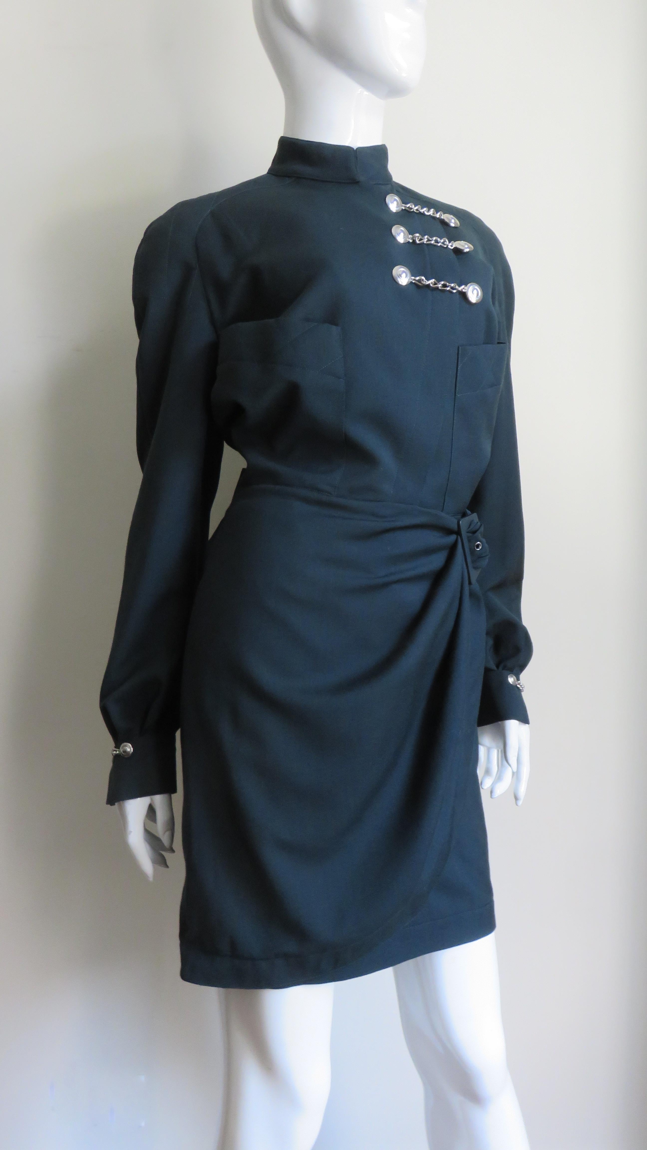 Thierry Mugler Green Wrap Dress For Sale 3