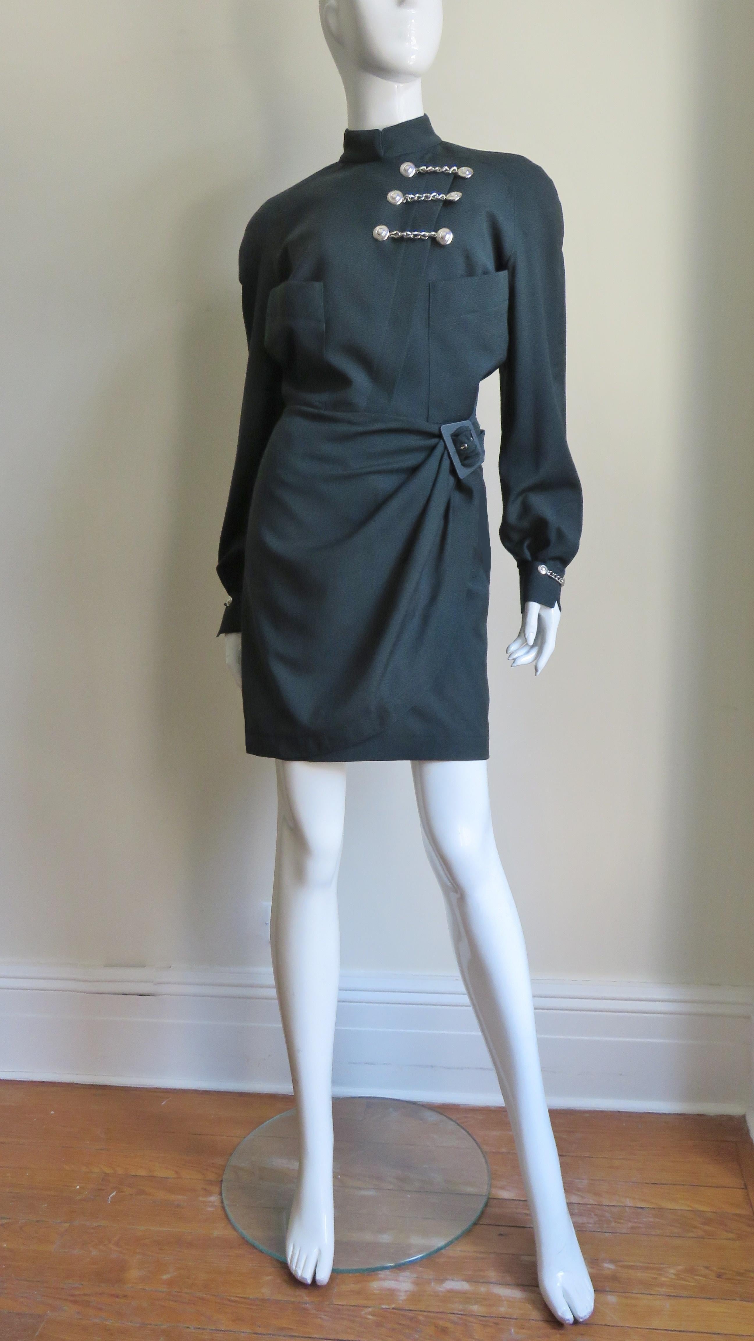 Thierry Mugler Green Wrap Dress For Sale 2