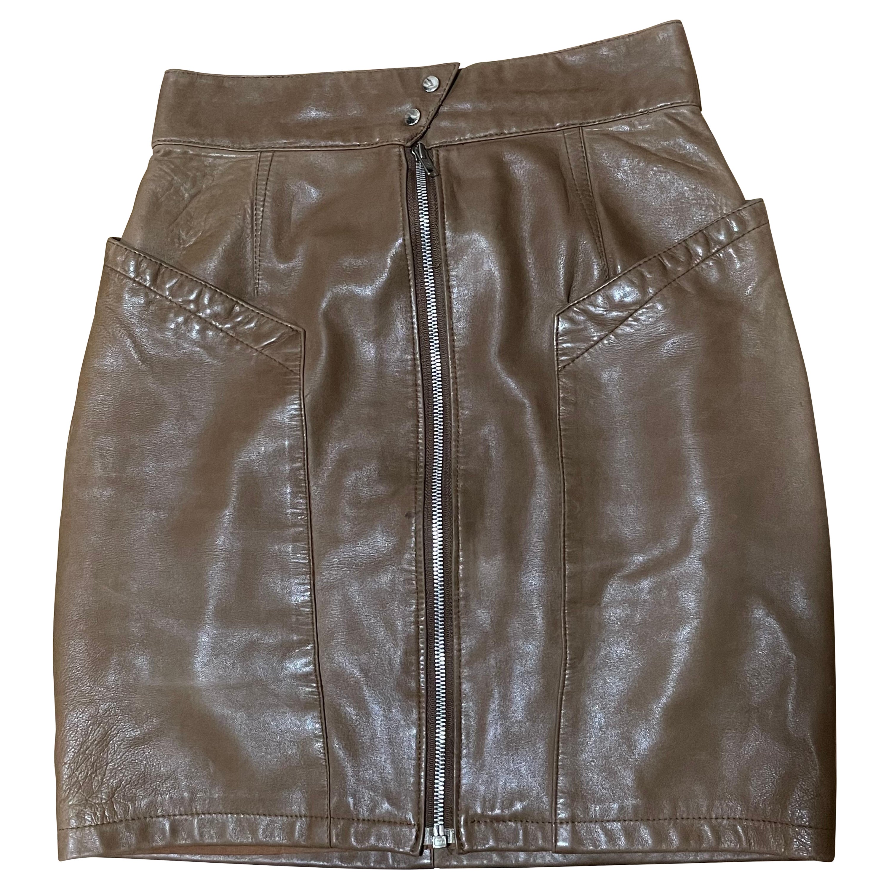 THIERRY MUGLER Minifalda de piel en venta