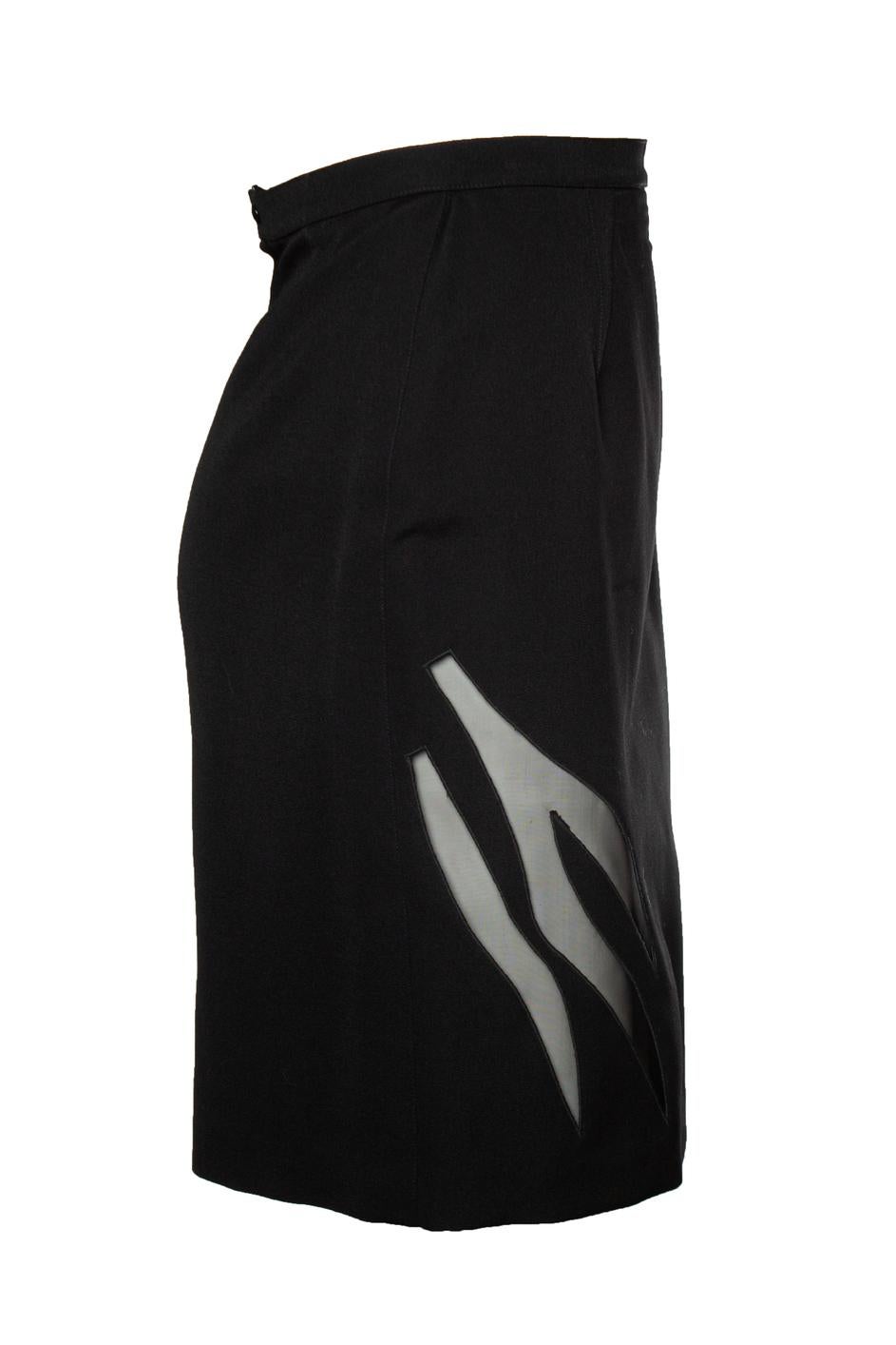 Thierry Mugler, mini skirt with sheer details In Excellent Condition For Sale In AMSTERDAM, NL