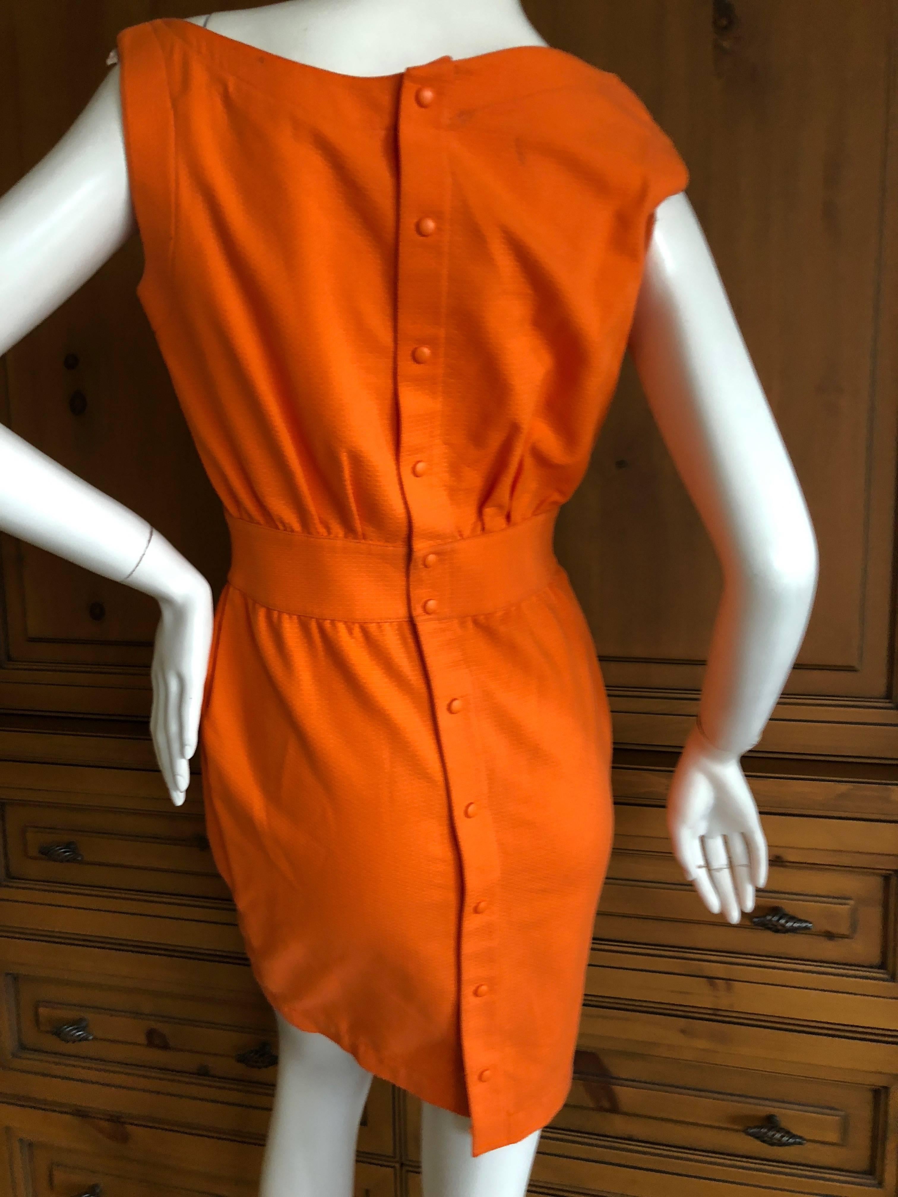 Women's Thierry Mugler Mod Vintage 80's Tangerine Pique Cotton Mini Dress  For Sale