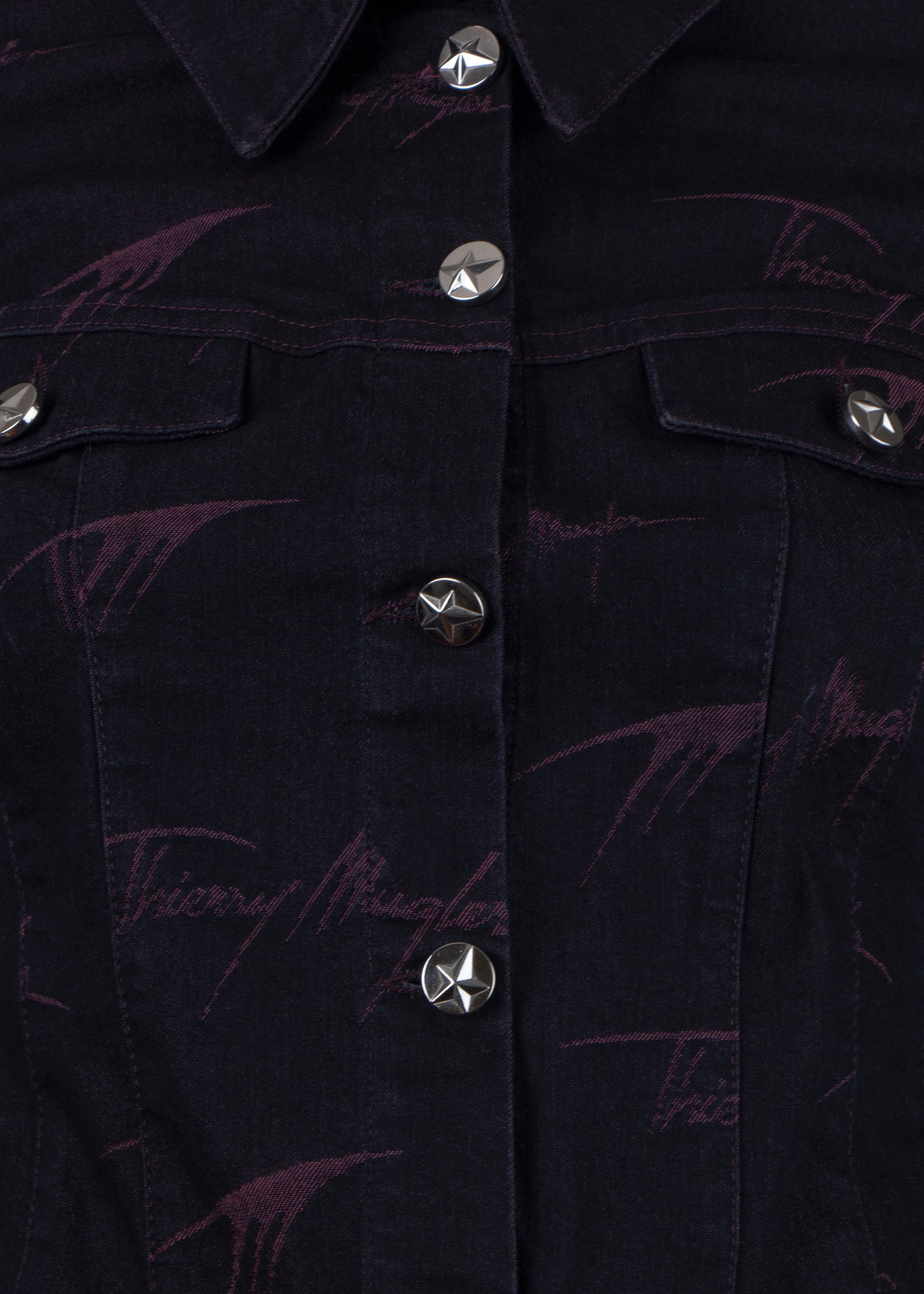 Women's Thierry Mugler monogram denim jacket, c. 1998 For Sale