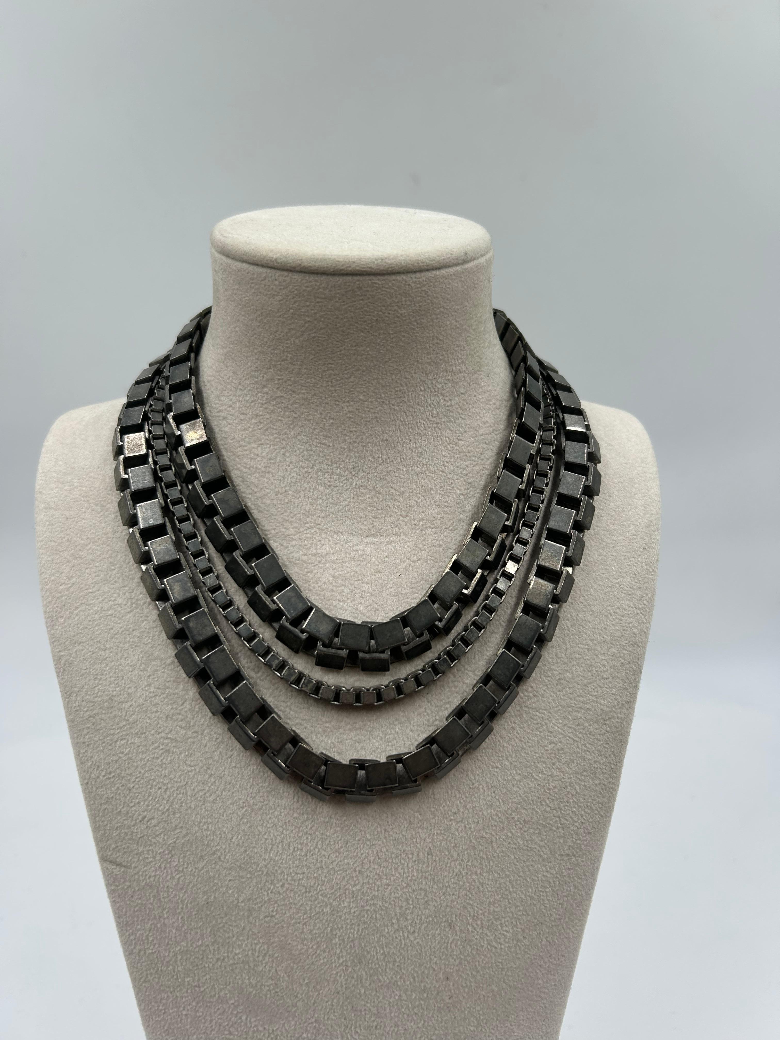 Thierry Mugler Multi-Strand Silver-Tone Necklace 1980 In Good Condition For Sale In Palm Beach, FL