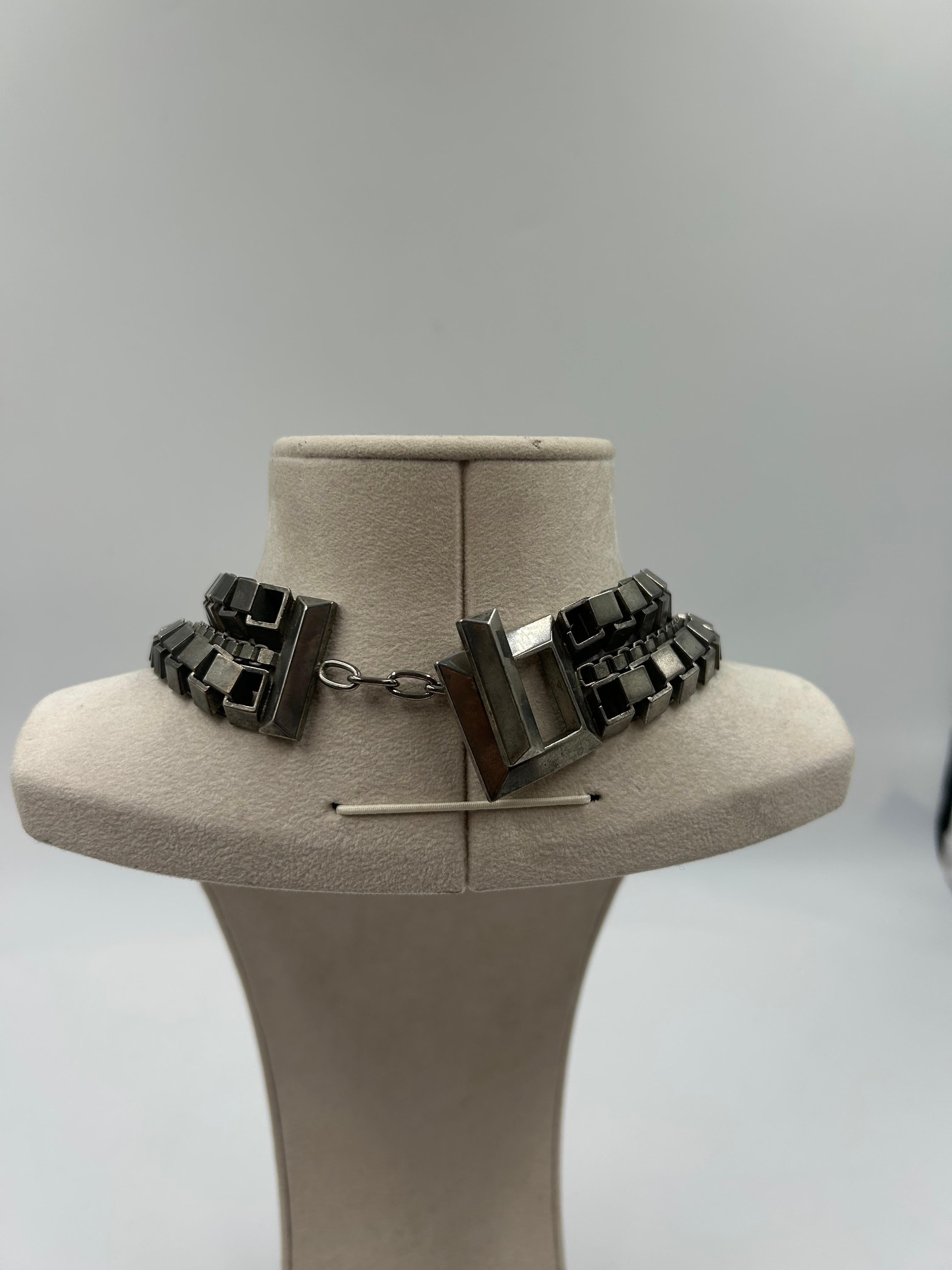 Women's or Men's Thierry Mugler Multi-Strand Silver-Tone Necklace 1980 For Sale