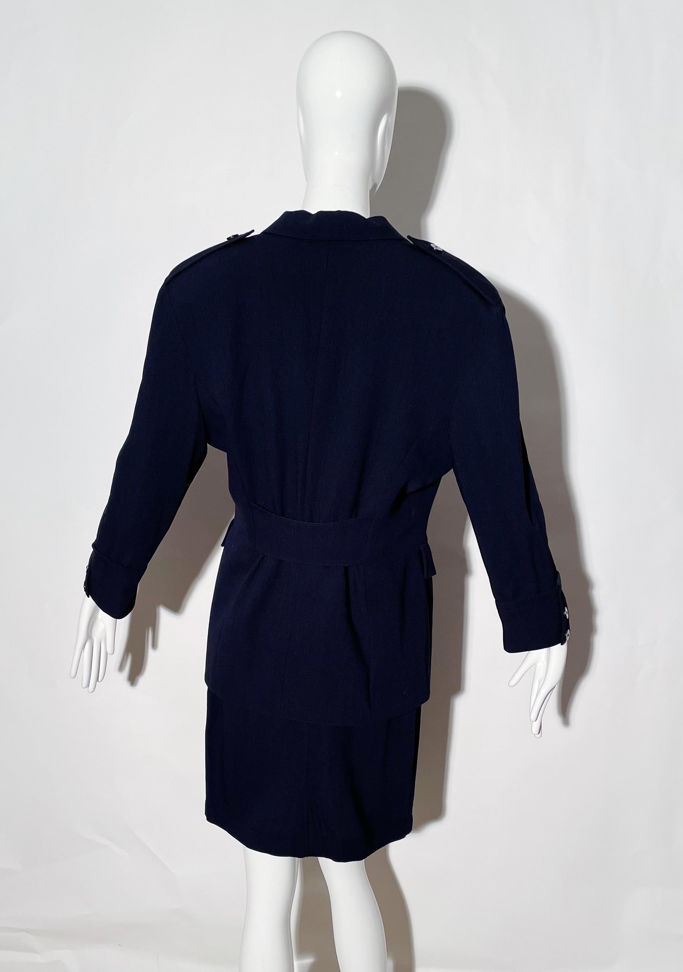 Women's Thierry Mugler Navy Skirt Suit For Sale