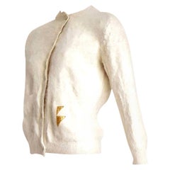 Thierry MUGLER "New" Angora Cream Golden Buttons Sweater - Unworn