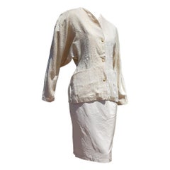 Thierry MUGLER "New" Couture Shantung and Crude Silk Cream Skirt Suit - Unworn