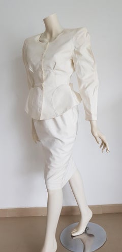 Thierry MUGLER "New" Piquet Fabric Bow on Back Skirt Suit - Unworn