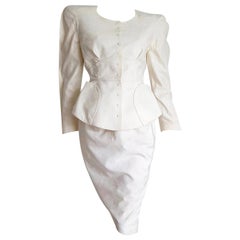 Thierry MUGLER "New" Piquet Fabric Bow on Back Skirt Suit - Unworn