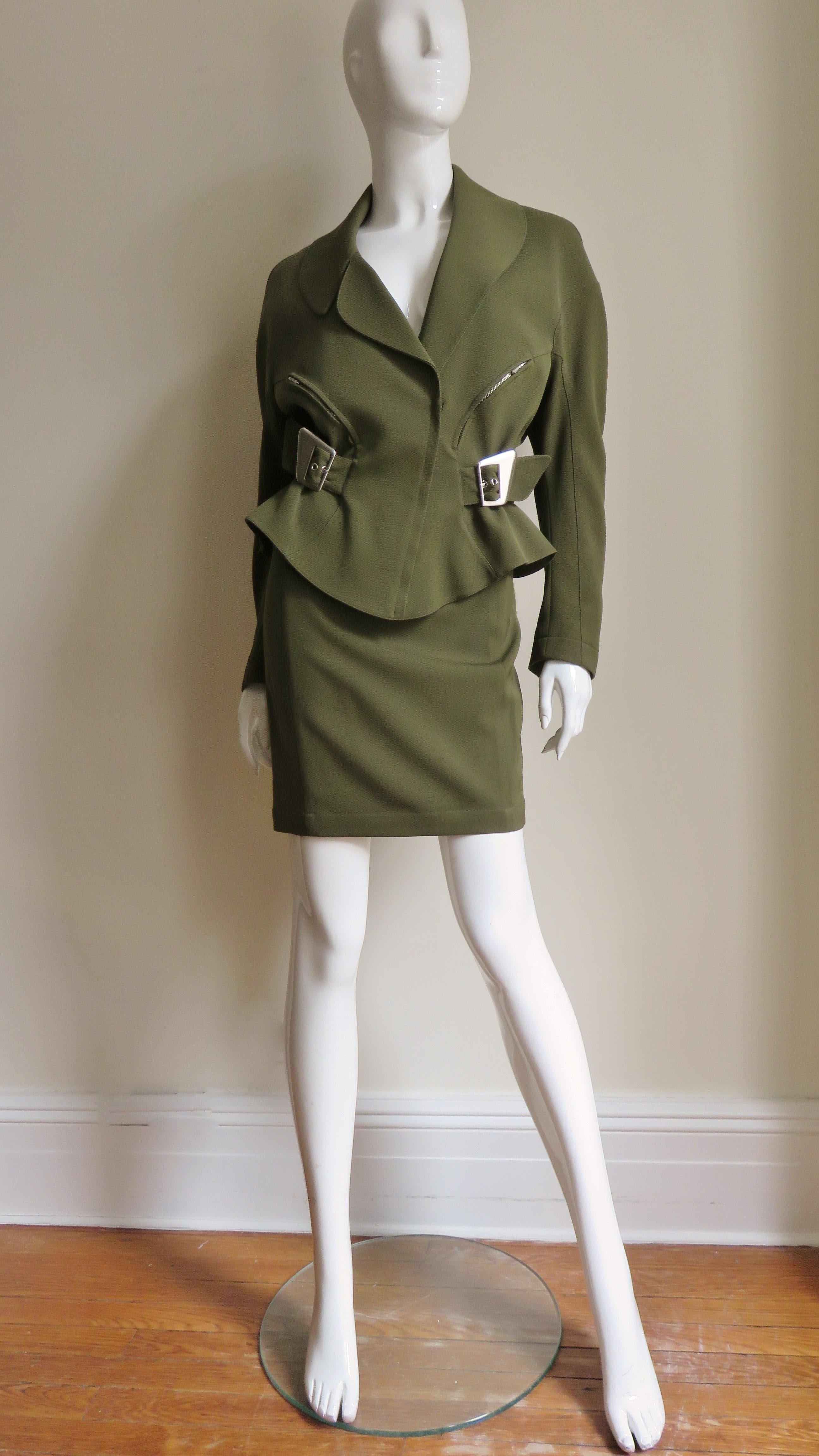 Thierry Mugler Olive Skirt Suit  3