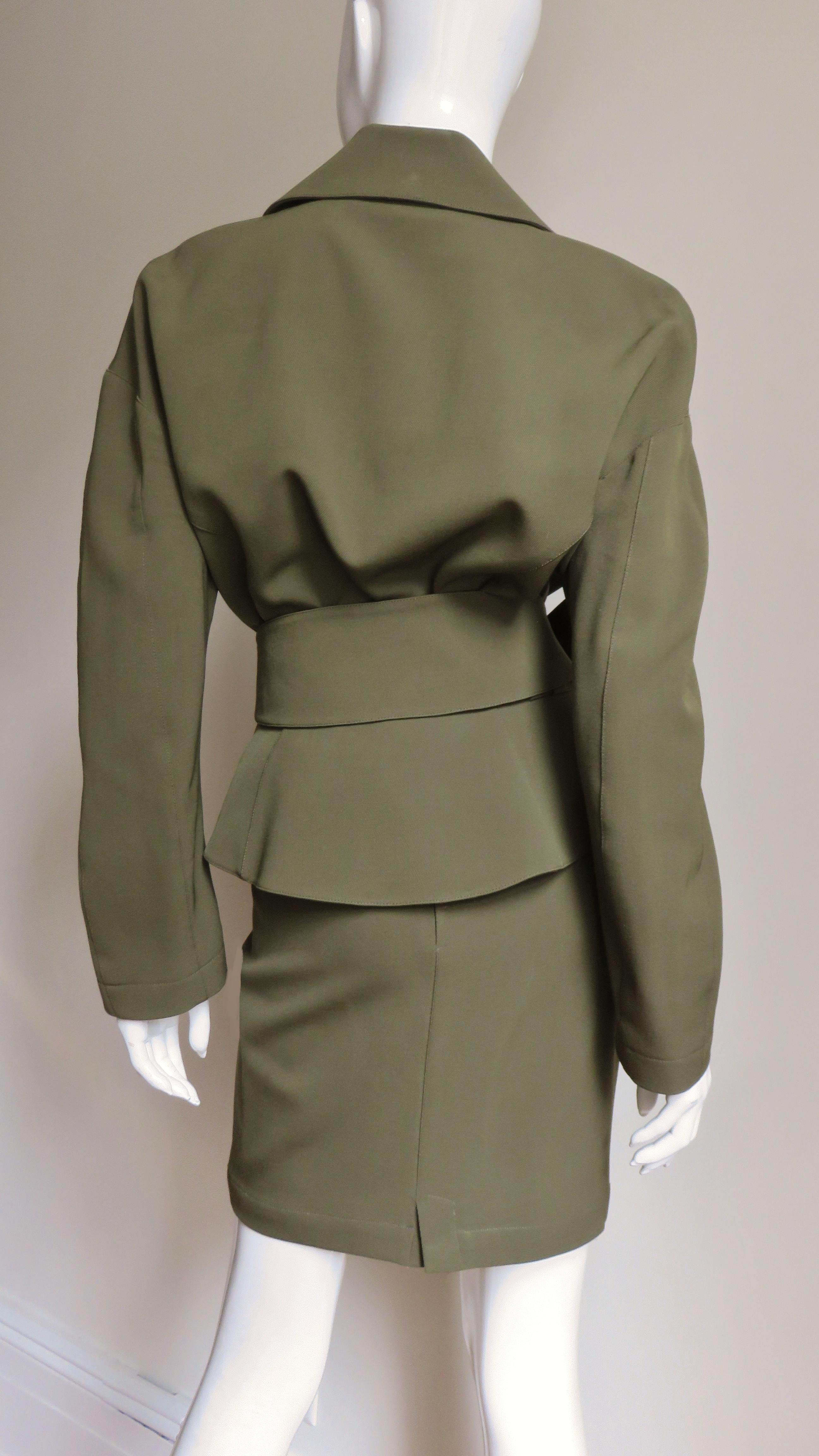 Thierry Mugler Olive Skirt Suit  4