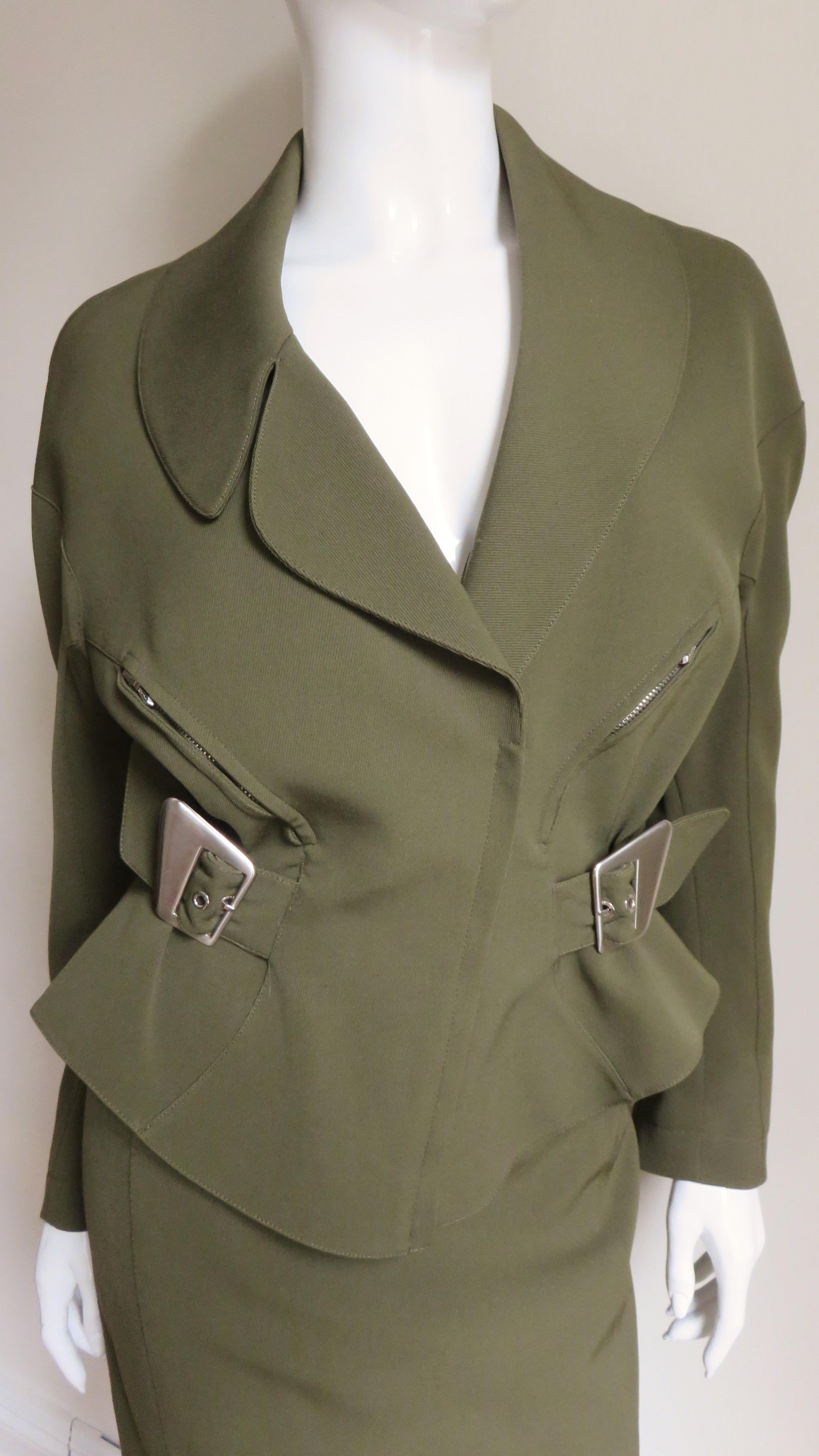 Brown Thierry Mugler Olive Skirt Suit 