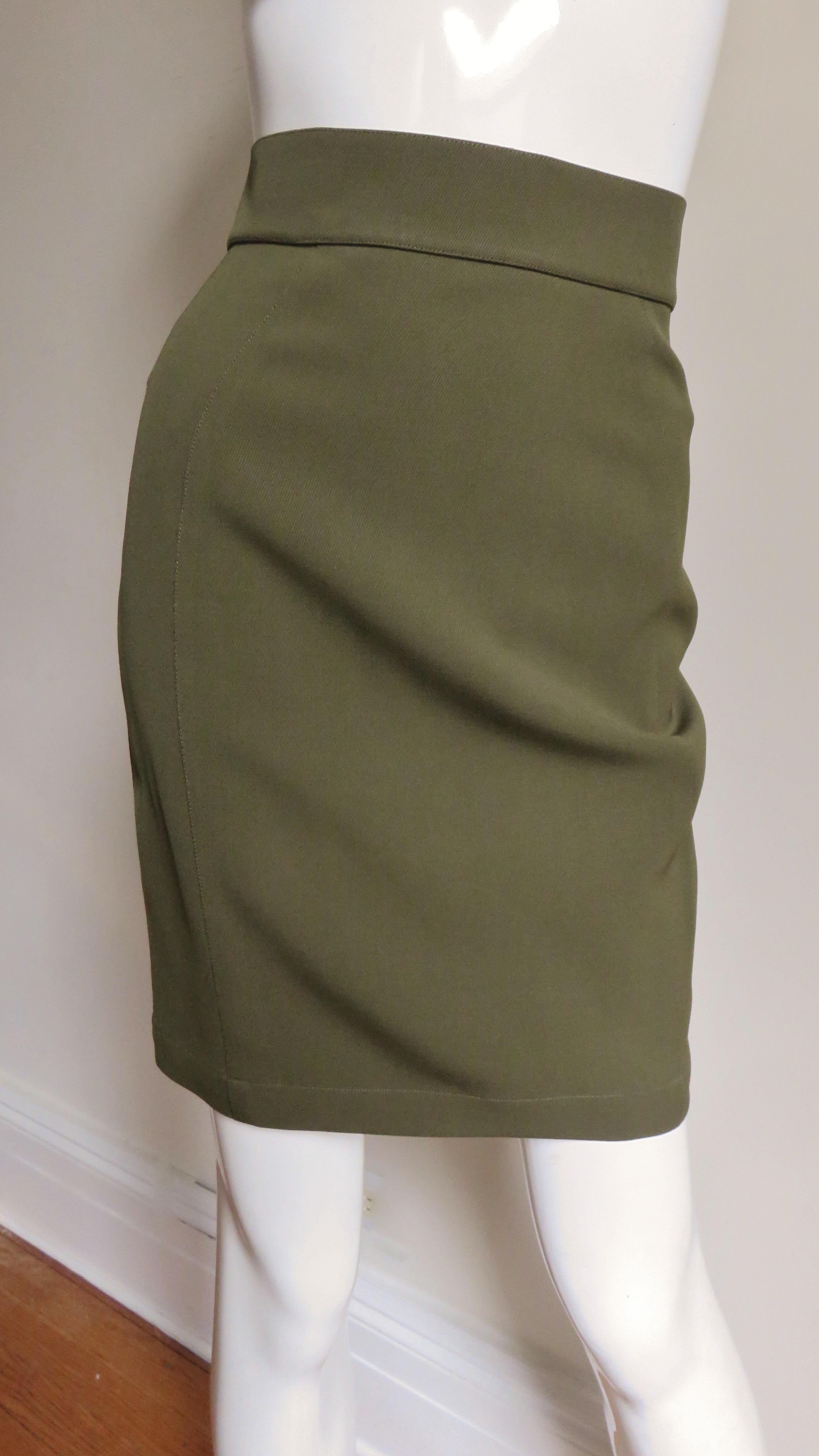 Women's Thierry Mugler Olive Skirt Suit 