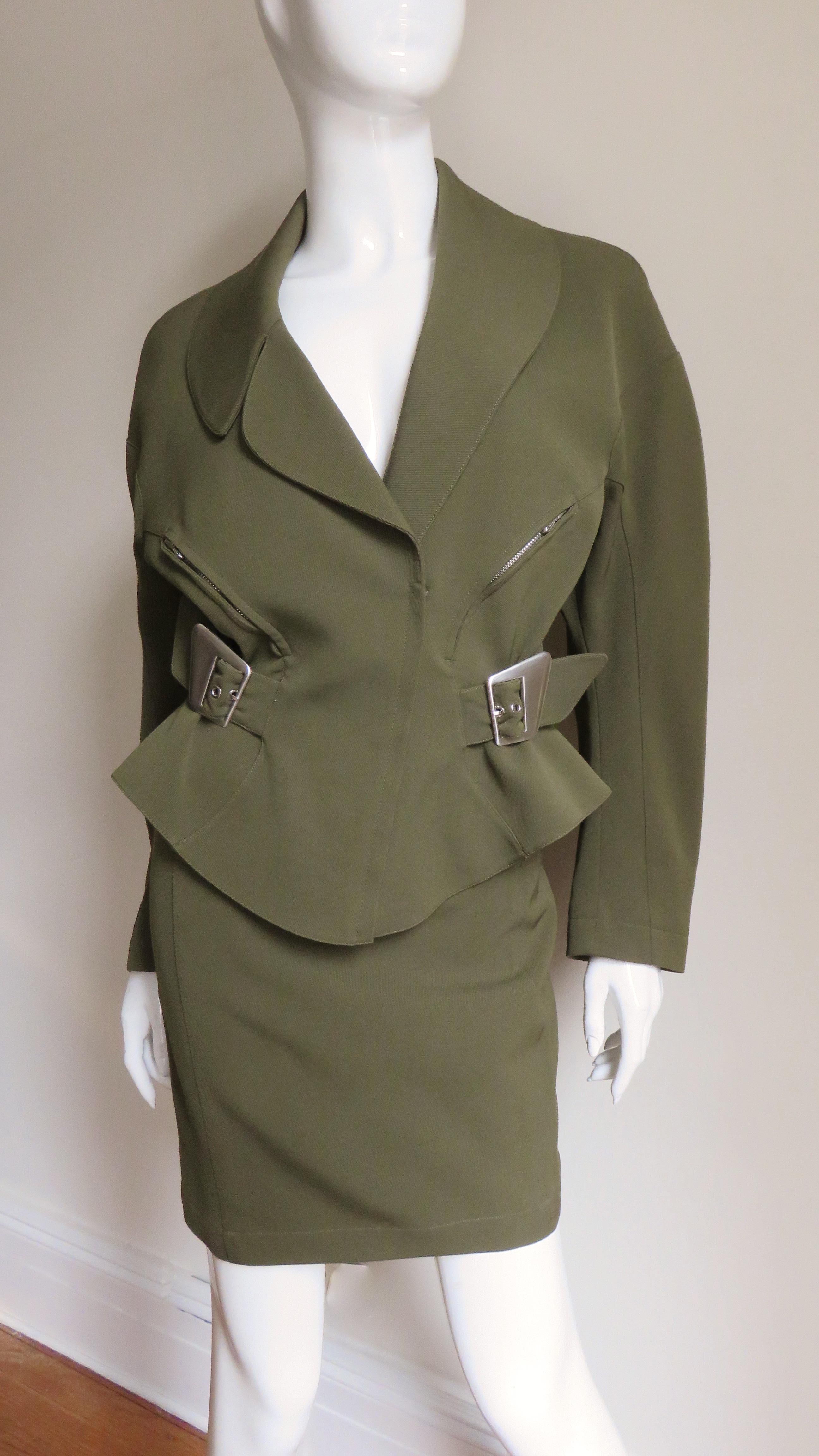 Thierry Mugler Olive Skirt Suit  1