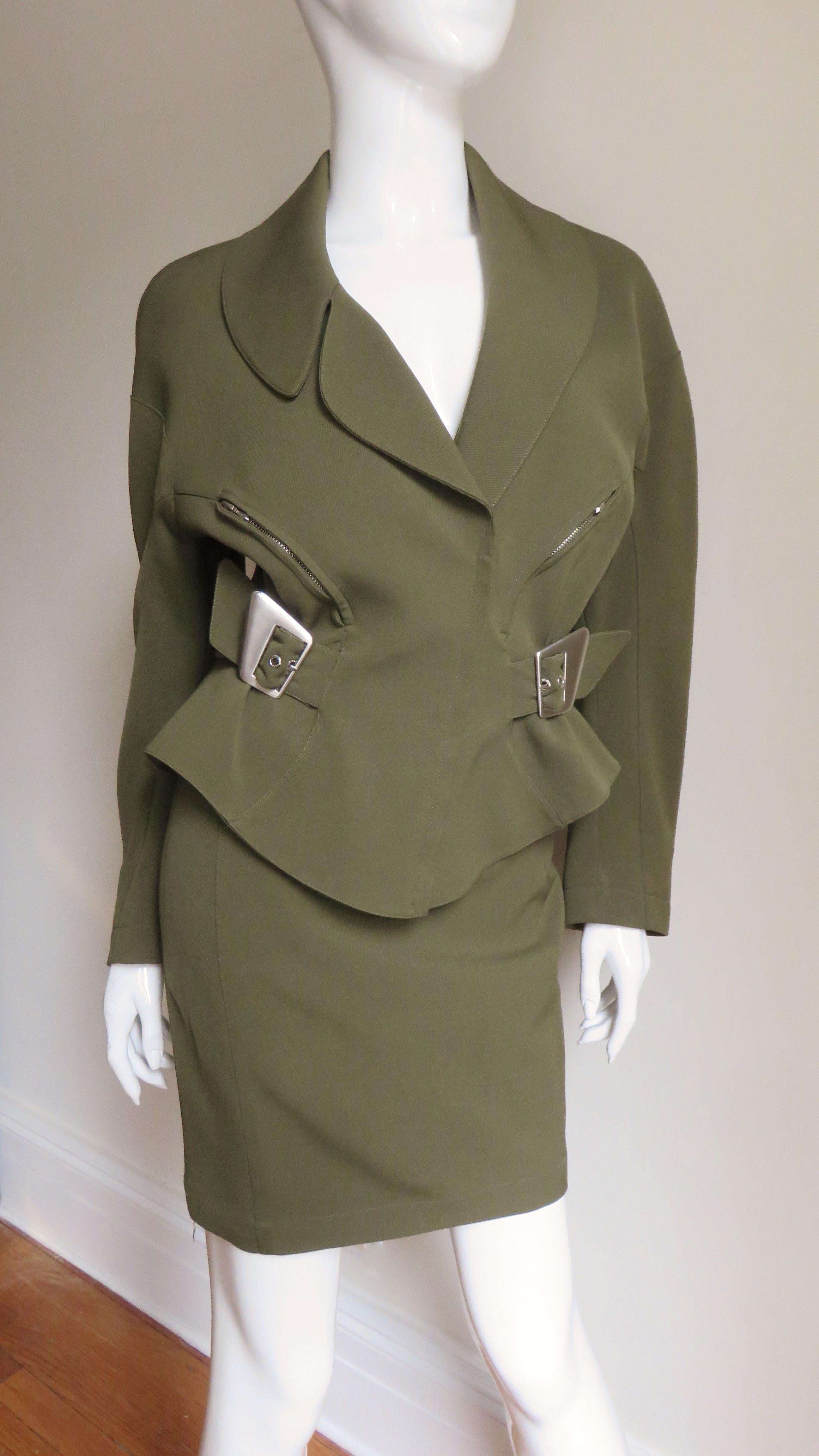 Thierry Mugler Olive Skirt Suit  2