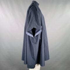 THIERRY MUGLER Manteau Poncho à boutons-pression en coton mélangé bleu clair marine Taille unique