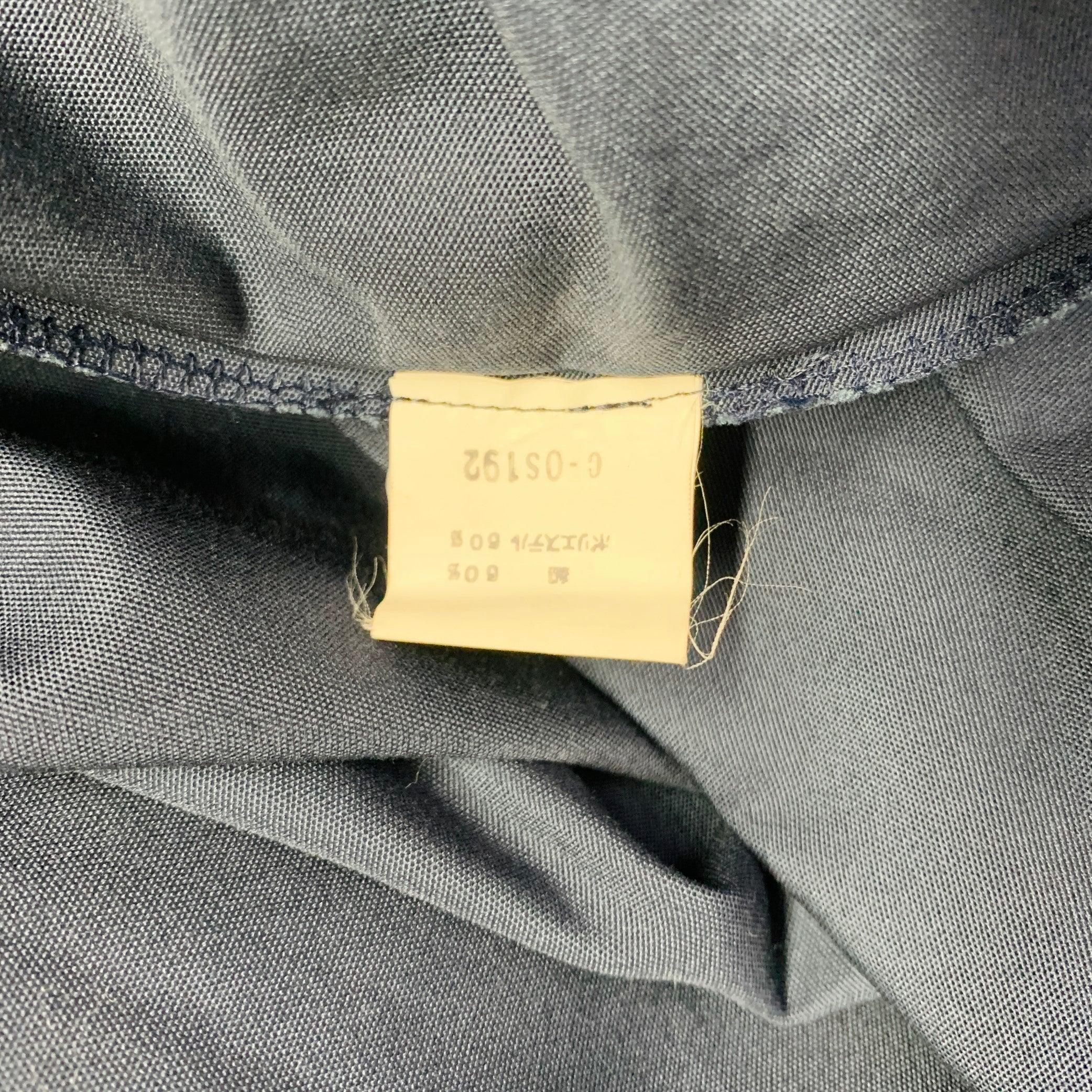 THIERRY MUGLER One Size Navy Light Blue Cotton Blend Snaps Poncho Coat For Sale 1
