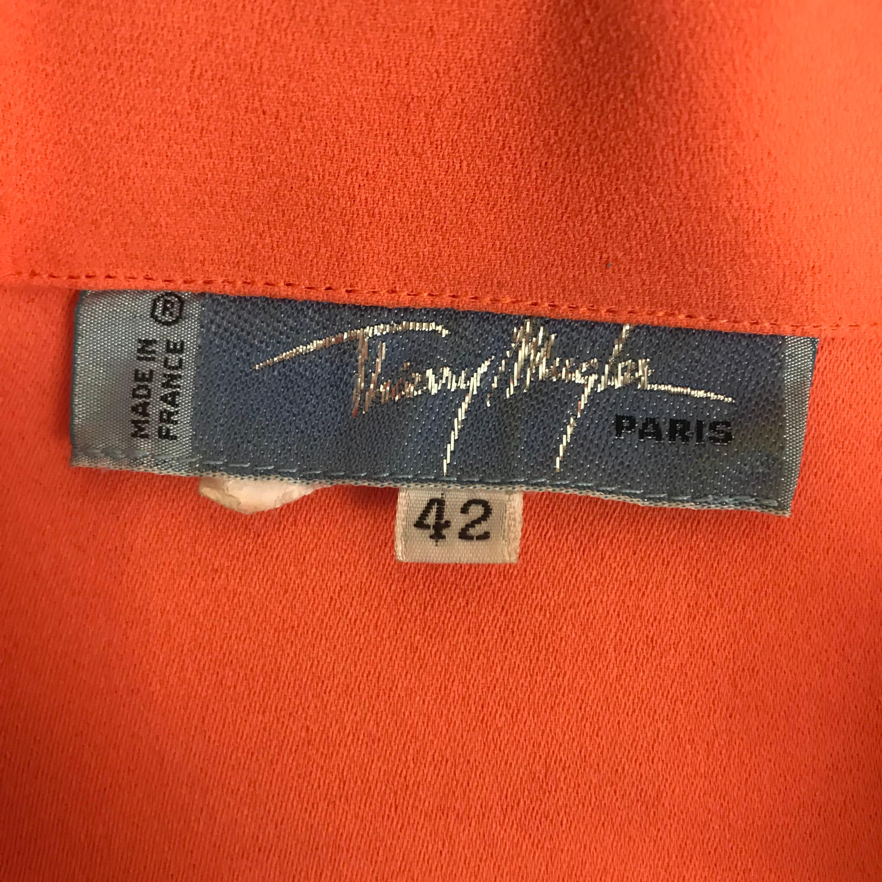 Thierry Mugler Orange Dress Metallic Fringes Large 2