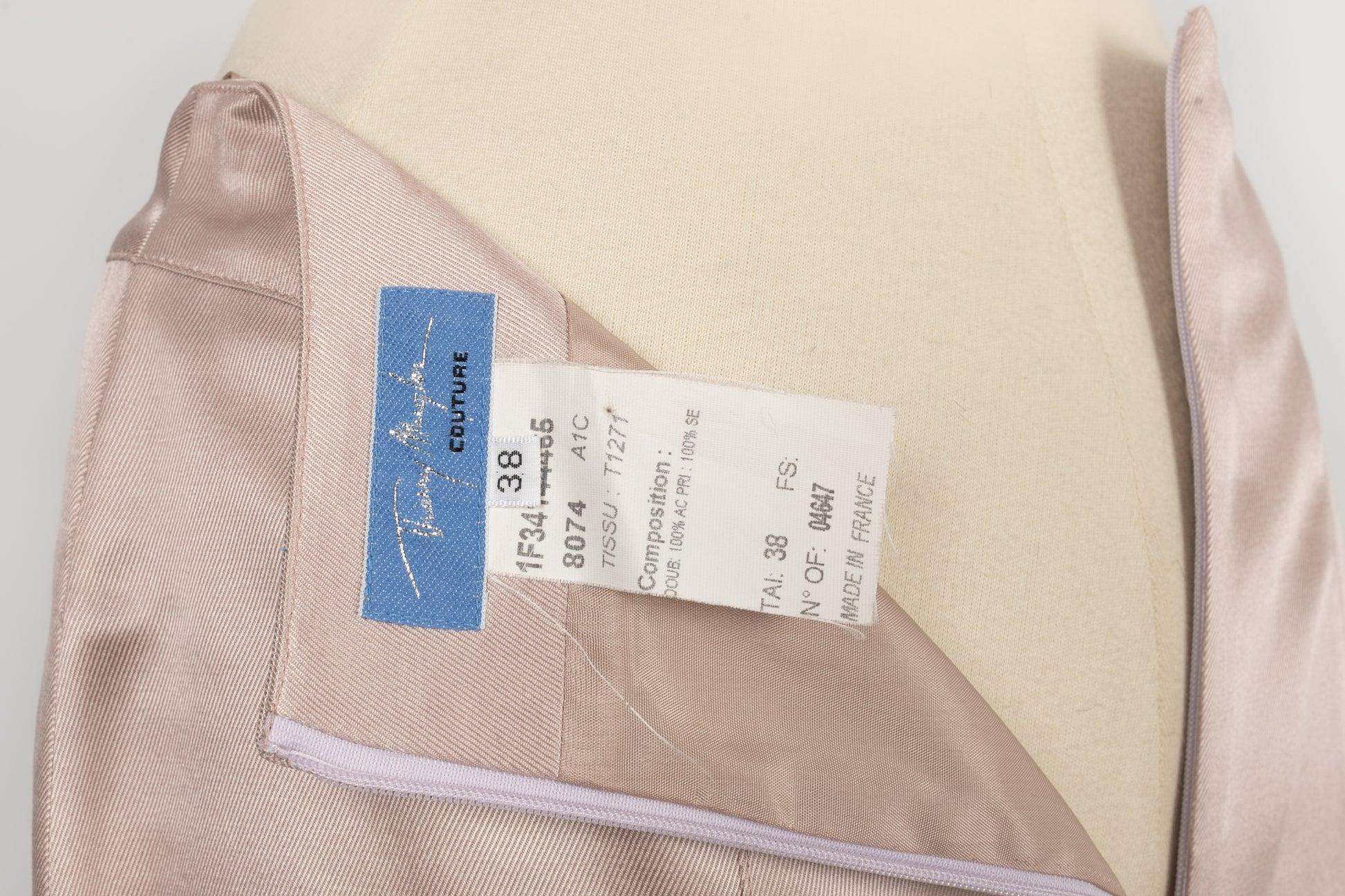 Thierry Mugler Pale Mauve Tone Silk Couture Set 38FR For Sale 6
