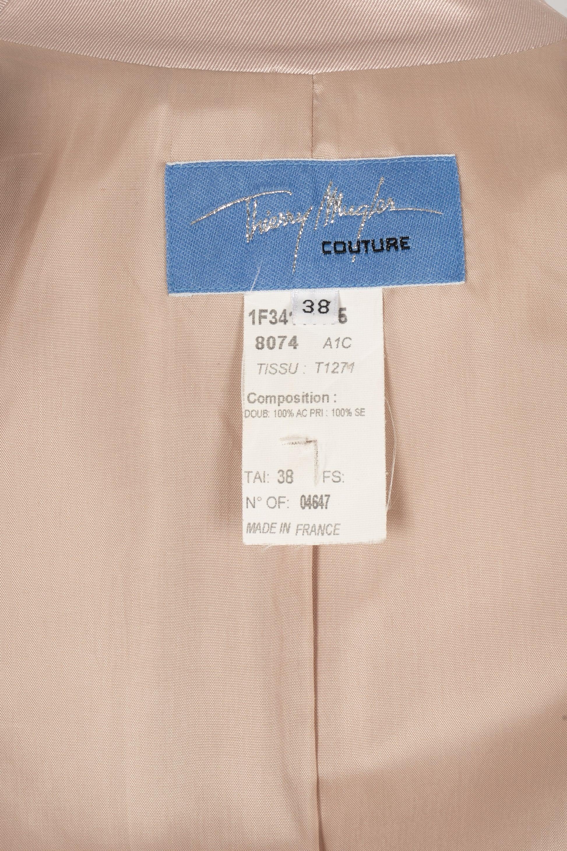 Thierry Mugler Pale Mauve Tone Silk Couture Set 38FR For Sale 4