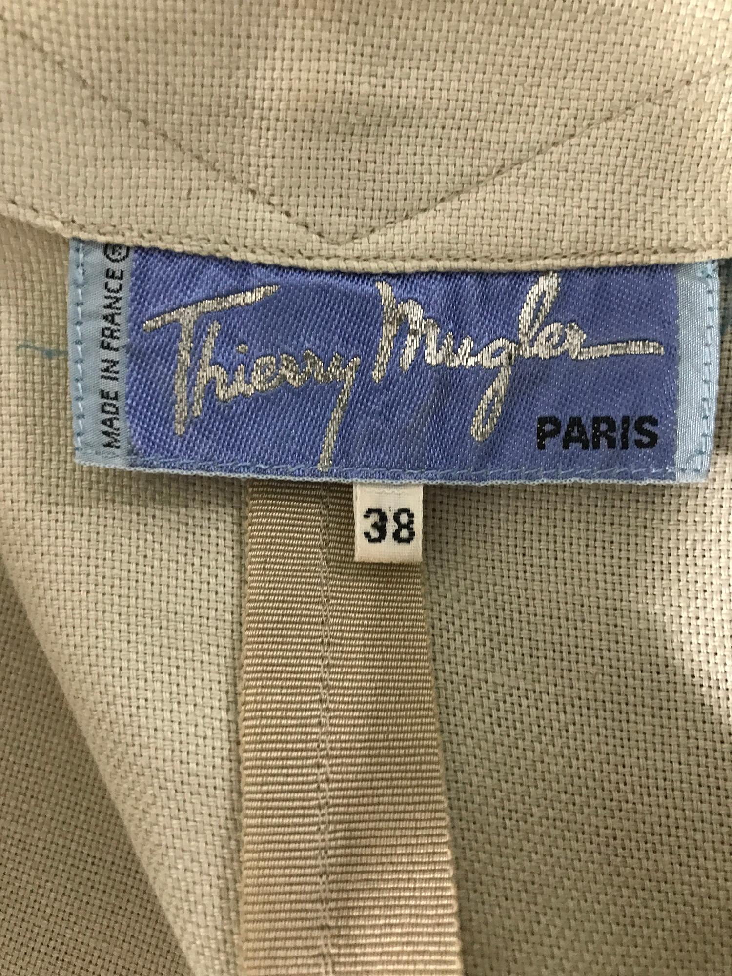 Thierry Mugler Paris Early 1990s Fitted Linen Jacket  8