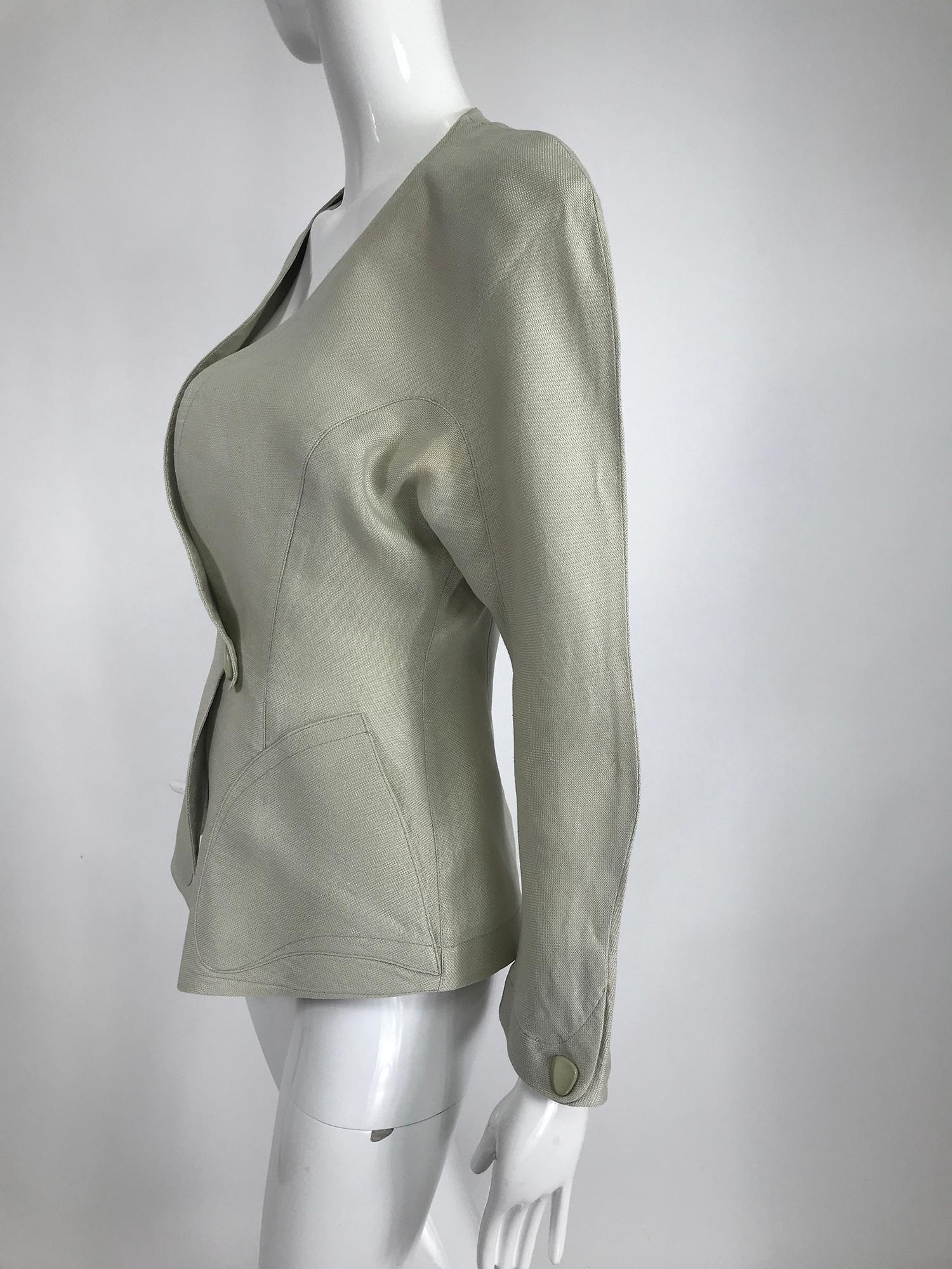 Women's Thierry Mugler Paris Early 1990s Fitted Linen Jacket 