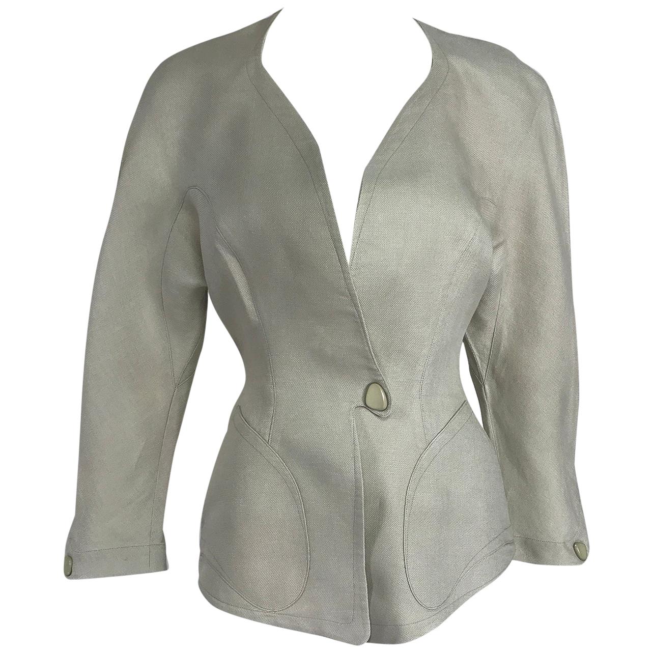 Thierry Mugler Paris Early 1990s Fitted Linen Jacket 