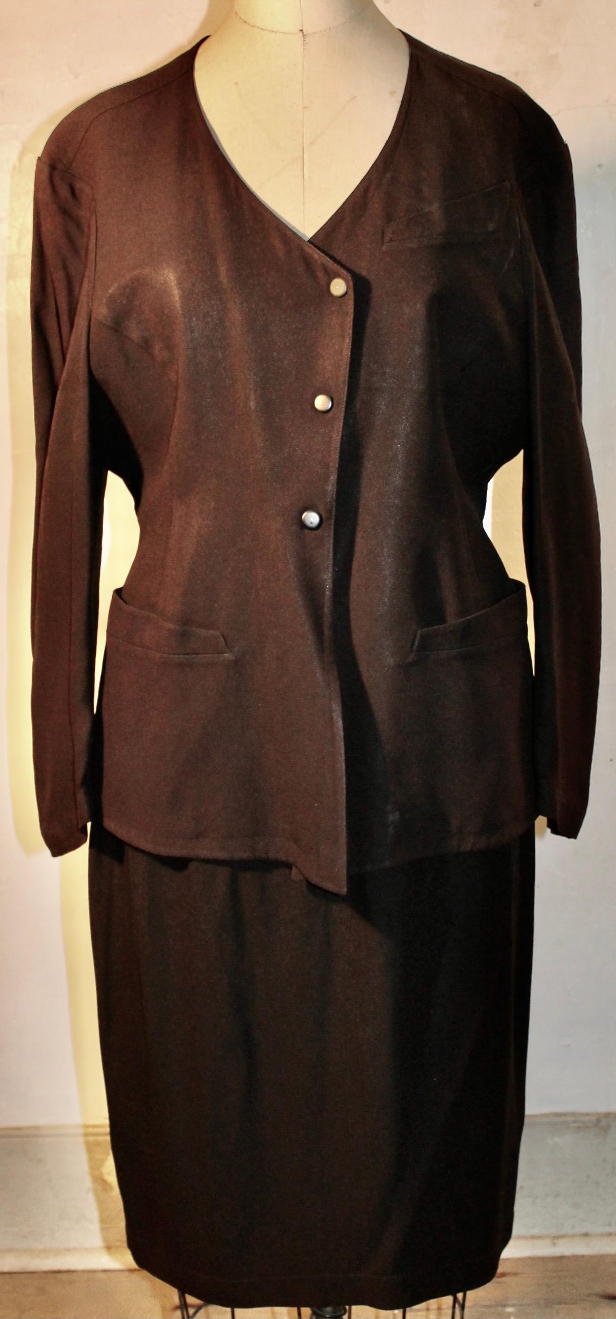 Thierry Mugler Paris Eggplant Skirt Suit In Good Condition For Sale In Sharon, CT
