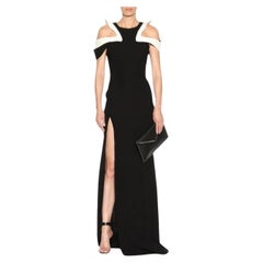 Thierry Mugler Paris Sculptural Cold-shoulder Split crepe Bridesmaid Dress Gown