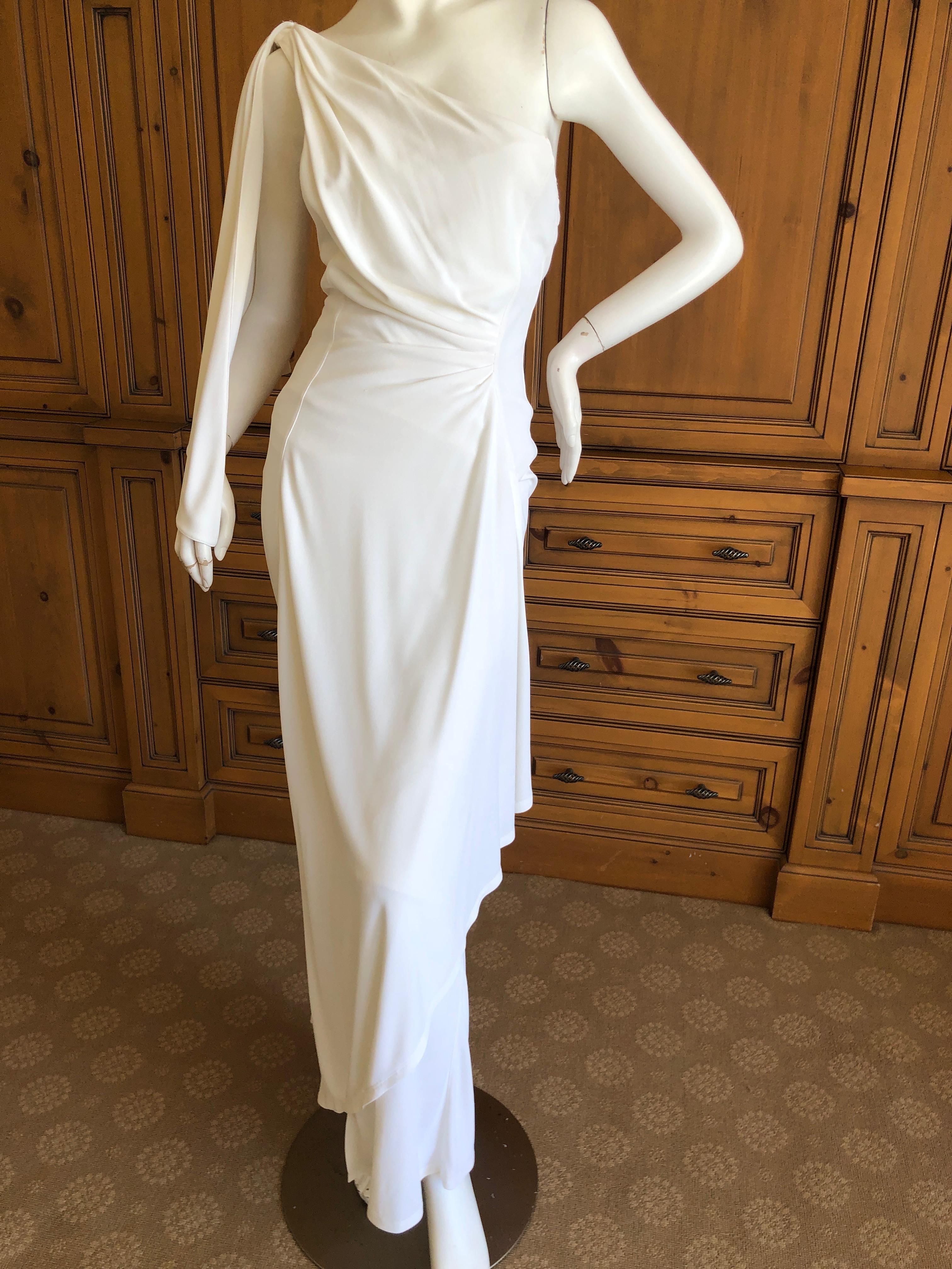 Thierry Mugler Paris Vintage Eighties Ivory White One Shoulder Goddess Dress.
So beautiful.
Size 38
Bust 36