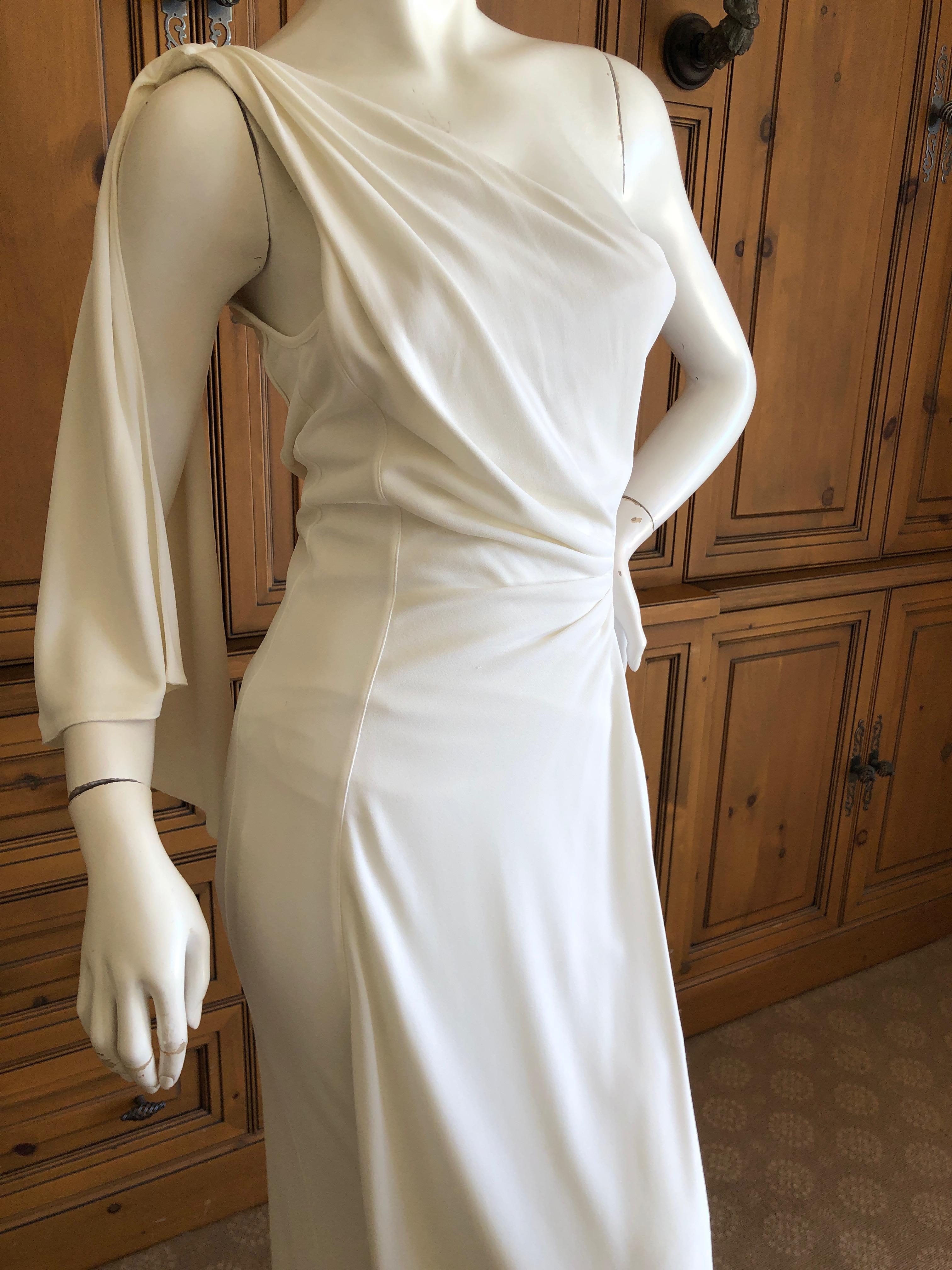 Thierry Mugler Paris Vintage Eighties Ivory White One Shoulder Goddess Dress In Good Condition For Sale In Cloverdale, CA