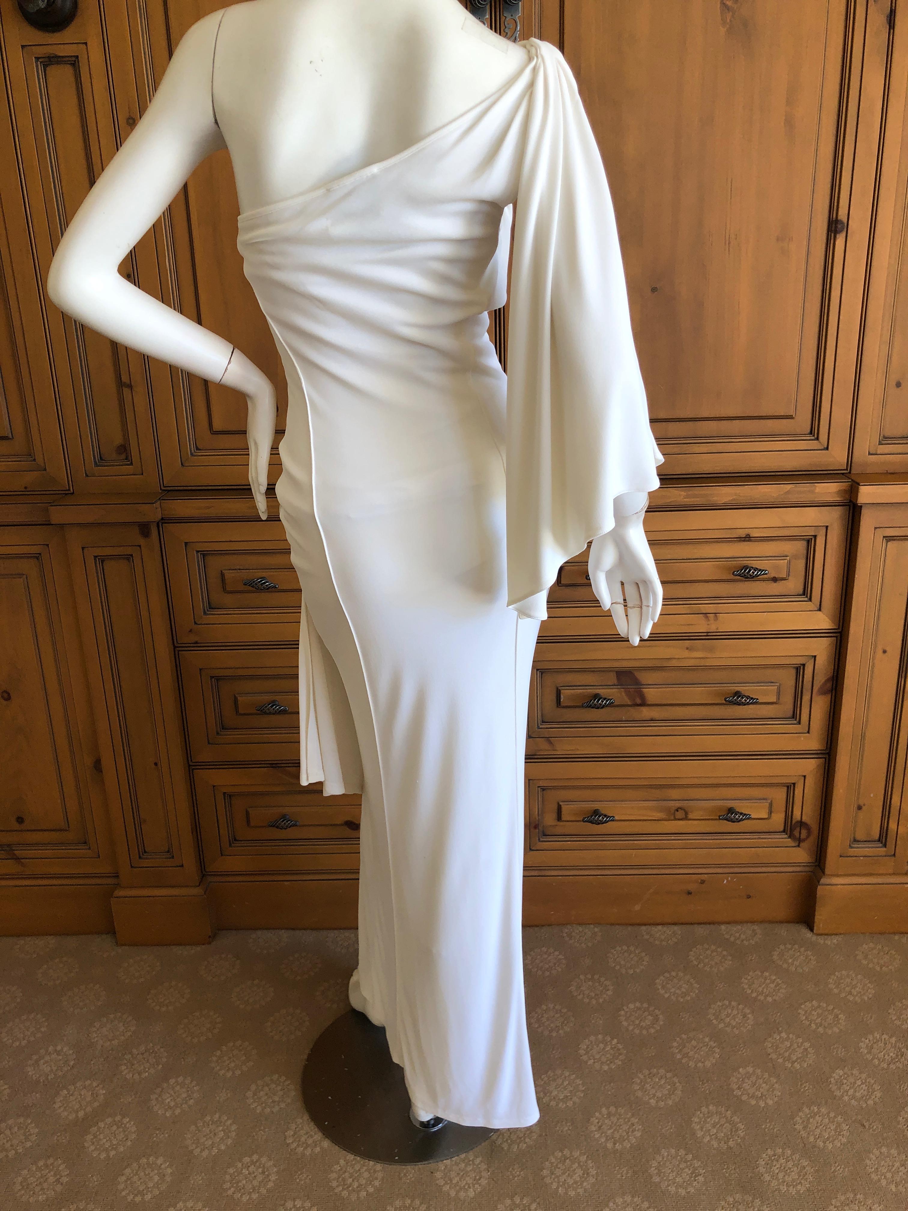 Thierry Mugler Paris Vintage Eighties Ivory White One Shoulder Goddess Dress For Sale 1