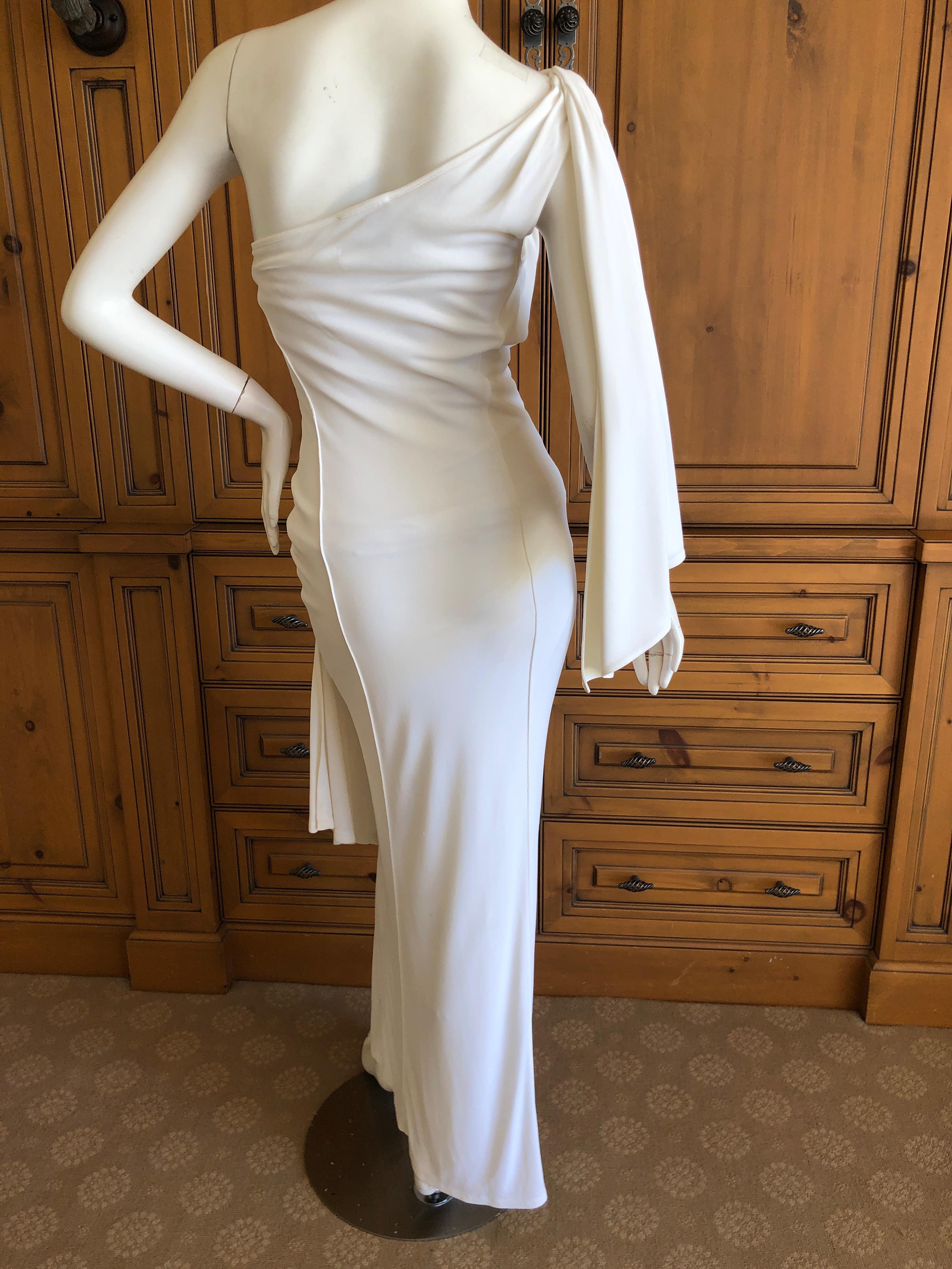 Thierry Mugler Paris Vintage Eighties Ivory White One Shoulder Goddess Dress For Sale 2