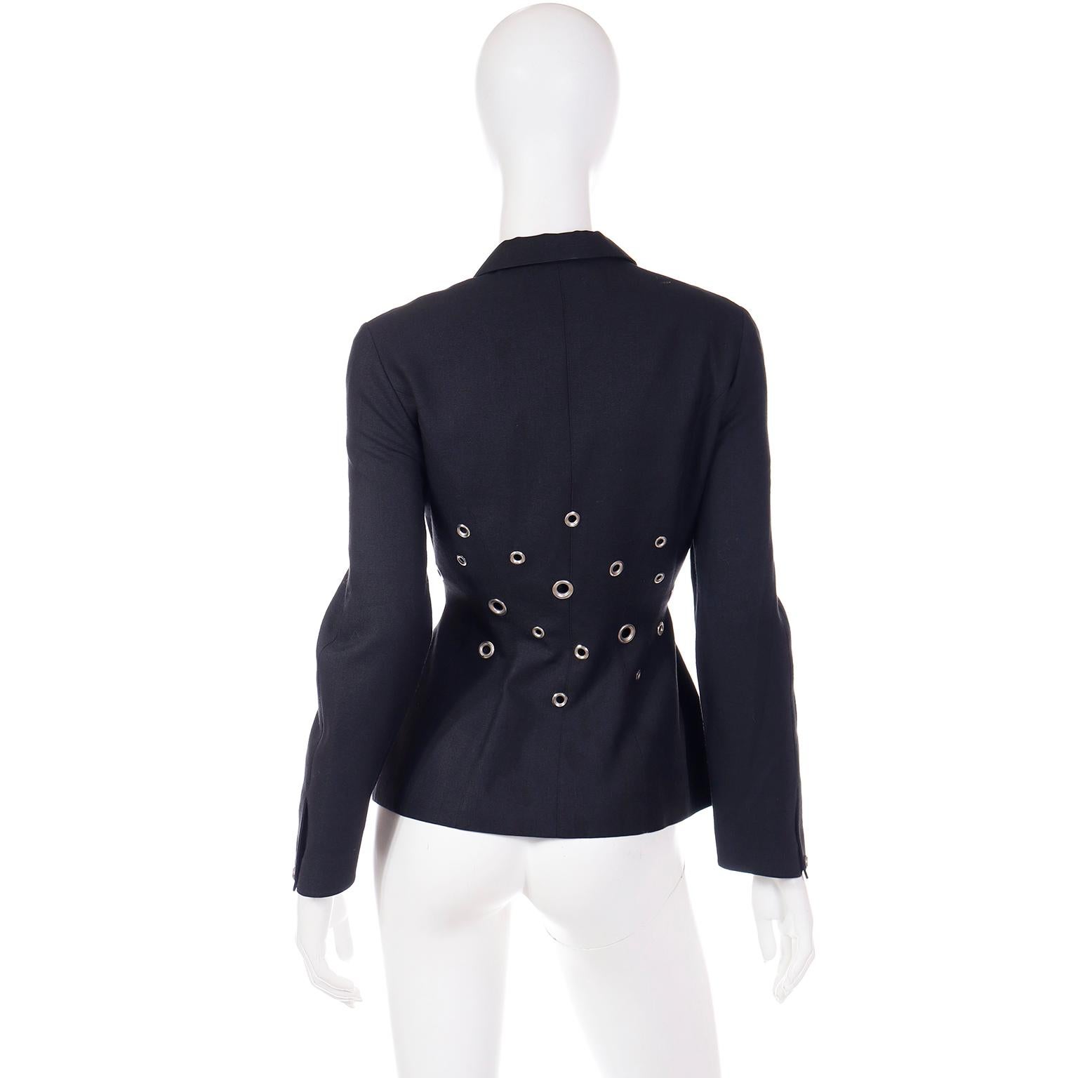Thierry Mugler Paris Vintage Grey Black Jacket With Silver Grommets 1