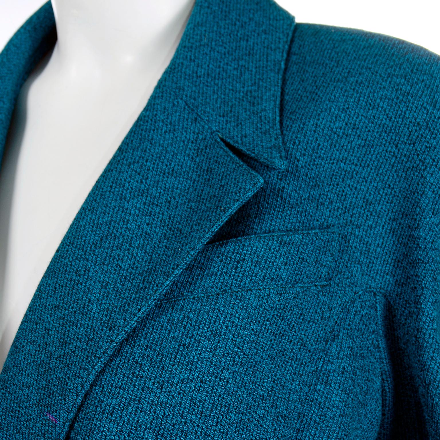 Thierry Mugler Paris Vintage Teal Green Black Speckled Wool Jacket at ...