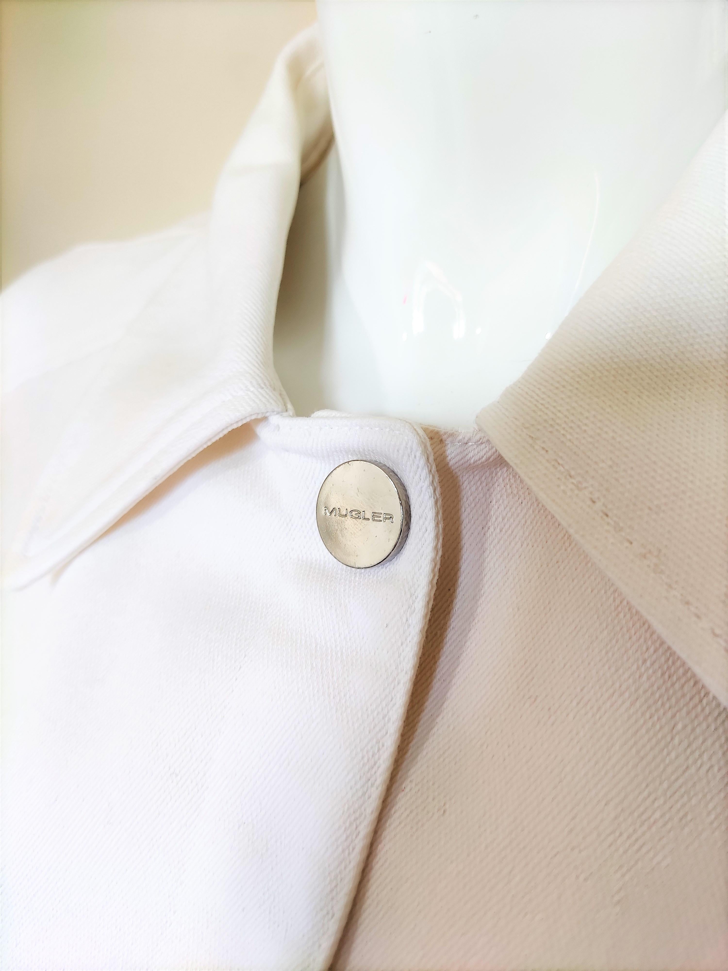 Thierry Mugler - Ensemble veste et pantalon couture blanc paon avec imprimé en vente 8