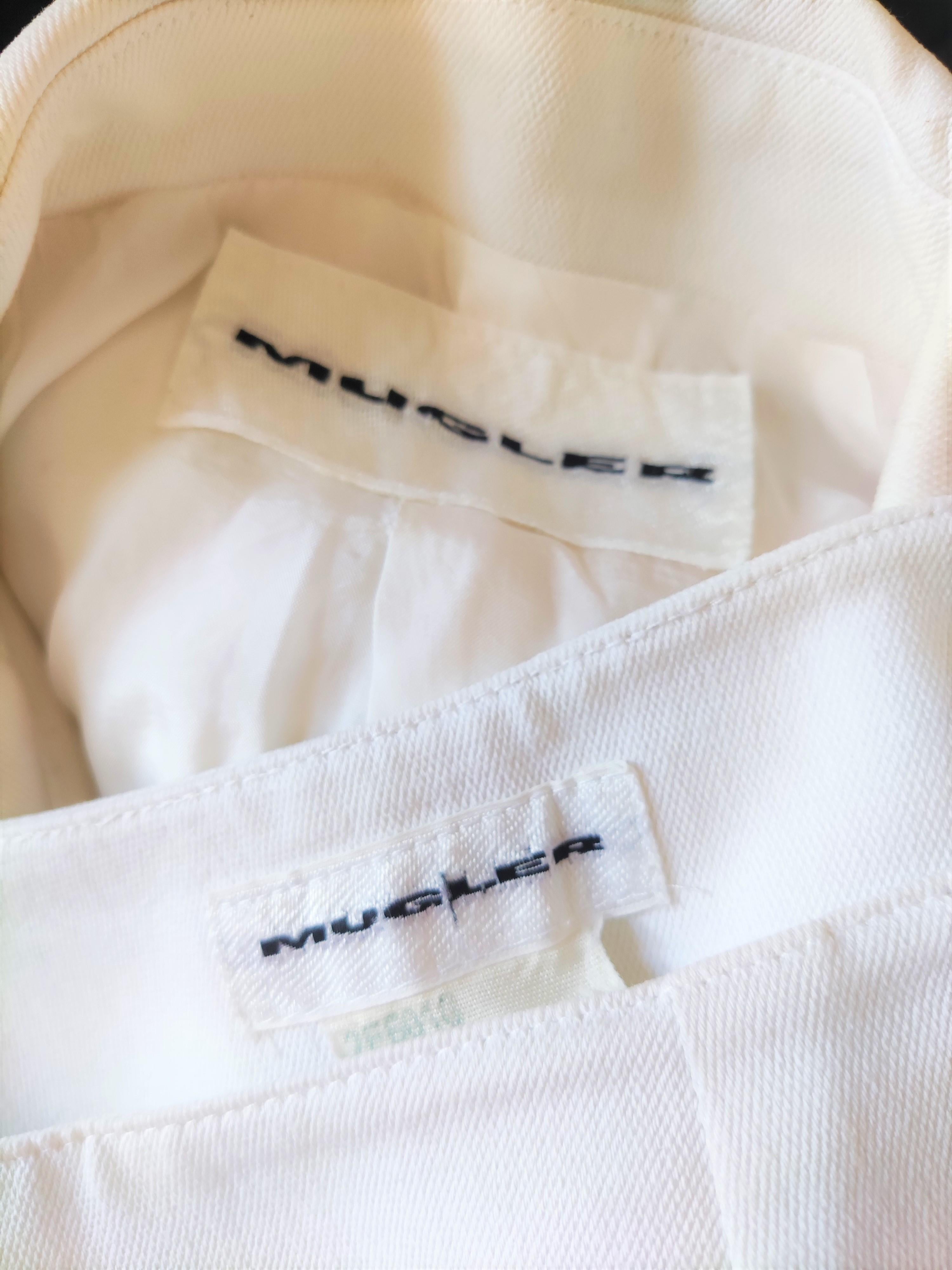 Thierry Mugler - Ensemble veste et pantalon couture blanc paon avec imprimé en vente 10