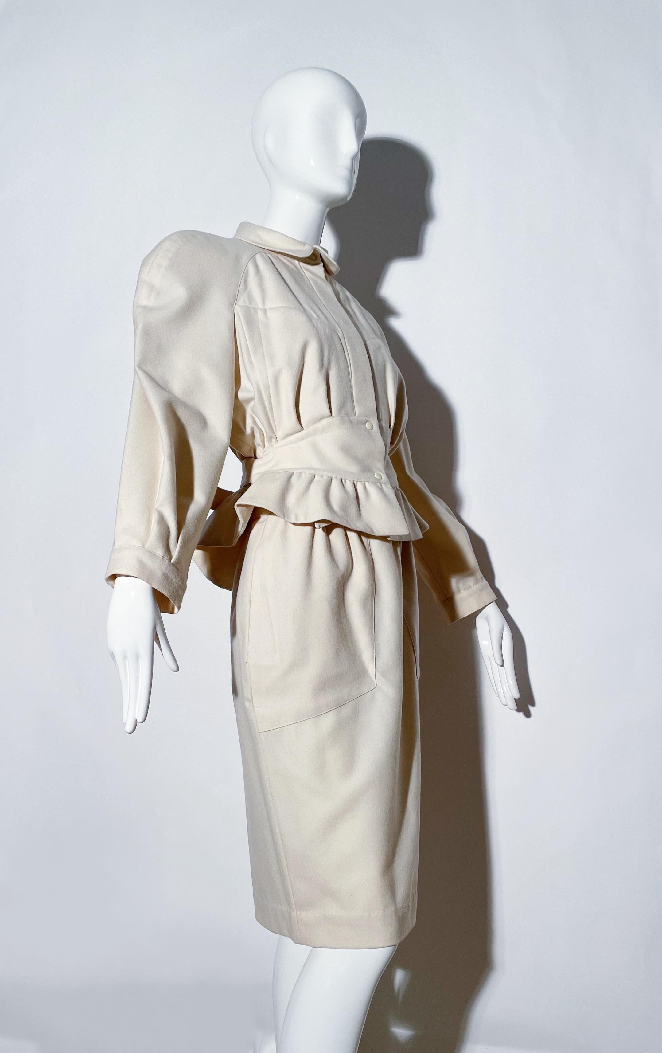 Thierry Mugler Peplum Skirt Suit  In Good Condition For Sale In Los Angeles, CA